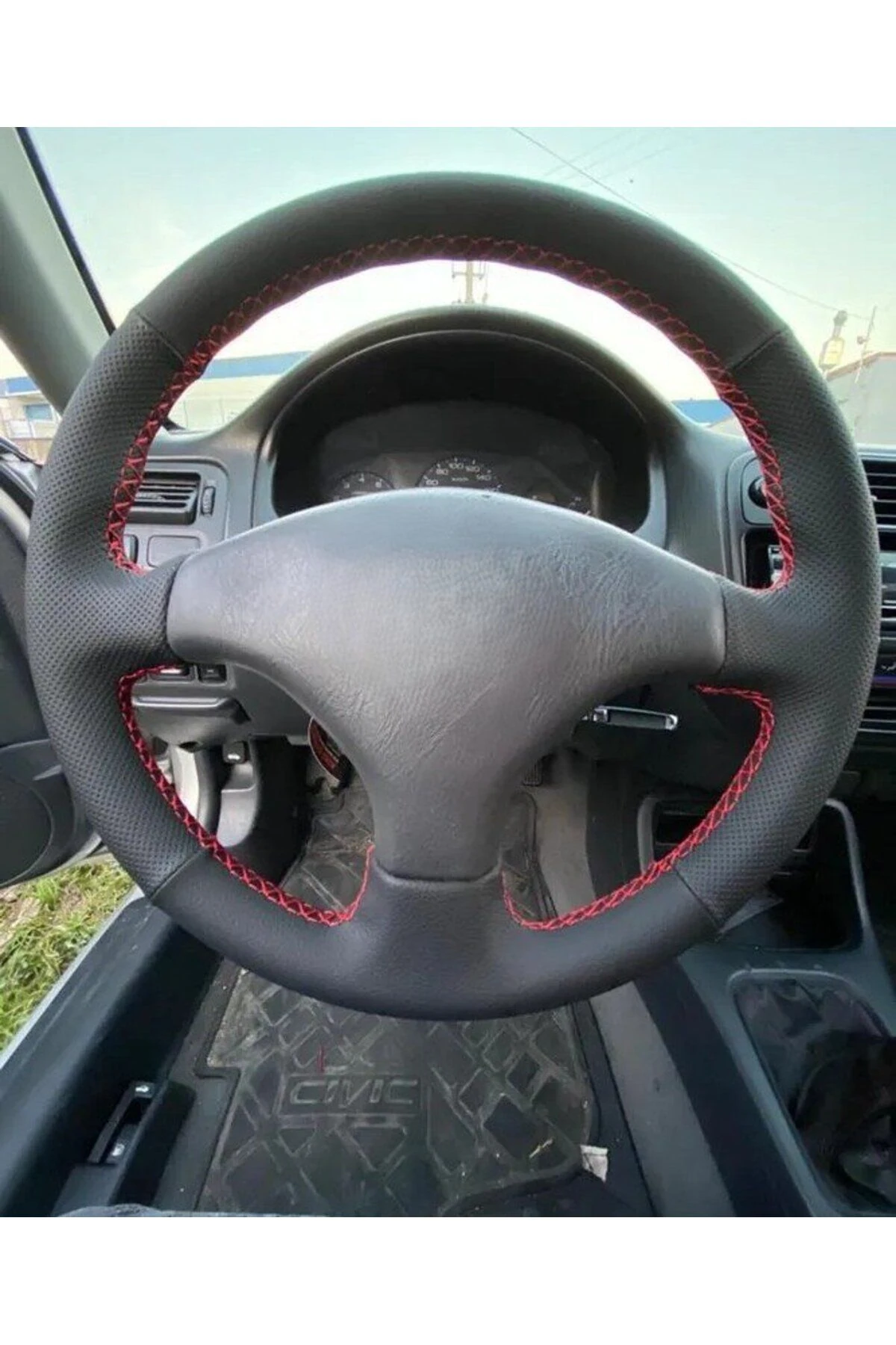 Honda Civic 1997-2002 Ies Kırmızı Ipli Araca Özel Direksiyon Kılıfı(AÇIKLAMAYI OKUYNZ)