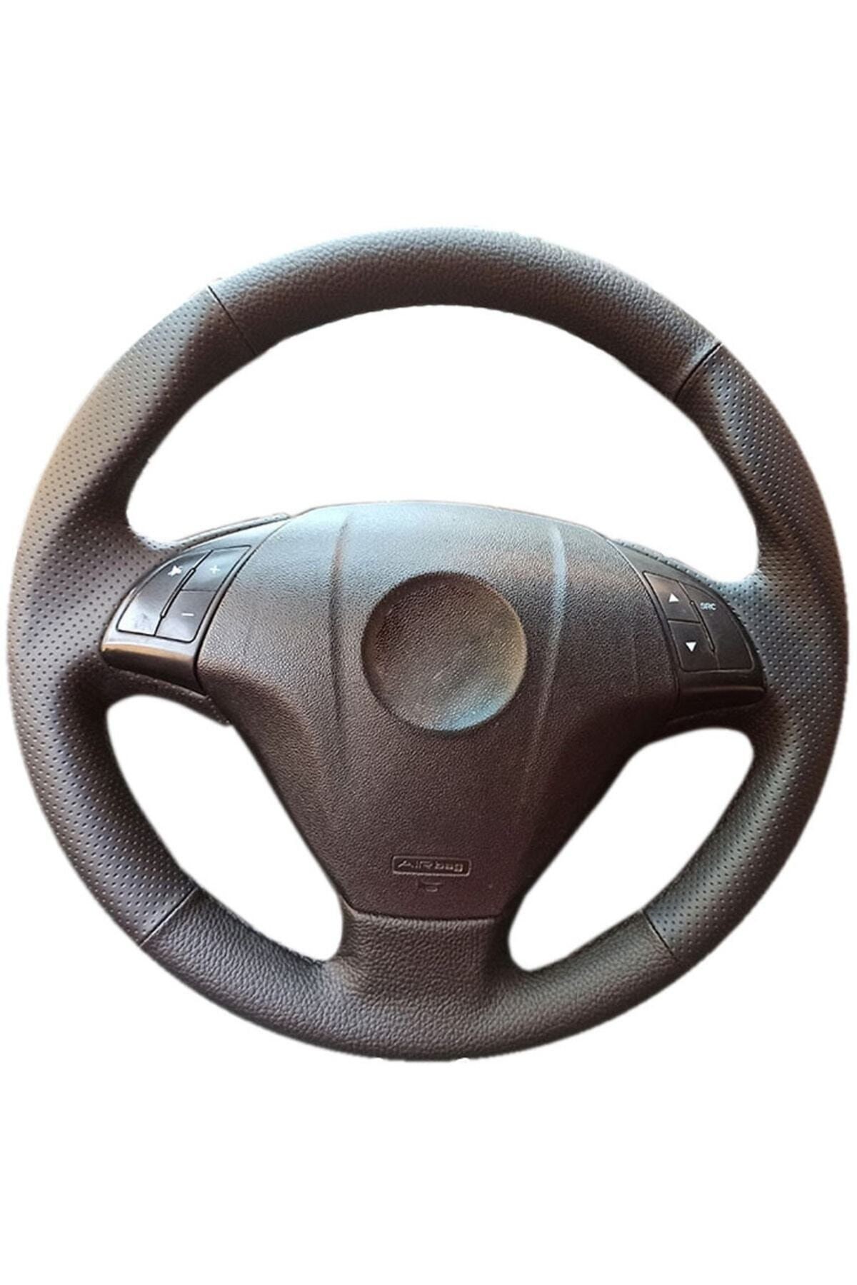 Fiat Linea-doblo- Fiorino -punto Tuşlu Versiyon NOKTALI DÜZ DERİ Direksiyon Kılıfı Siyah Dikiş