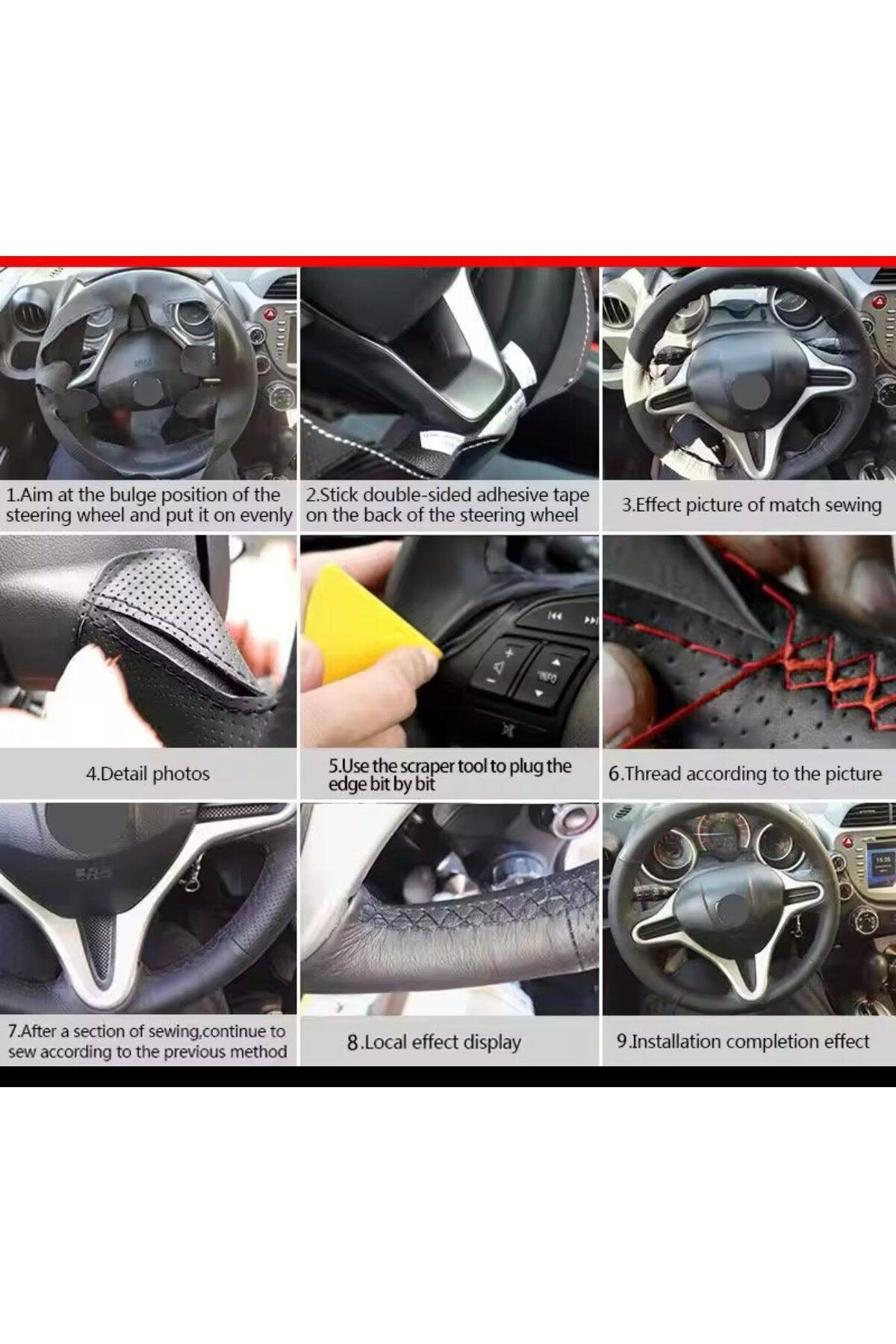 FORD FOCUS3,5 ARACA ÖZEL DİKMELİ DİREKSİYON KILIFI (AÇIKLAMAYI OKUYUNUZ)