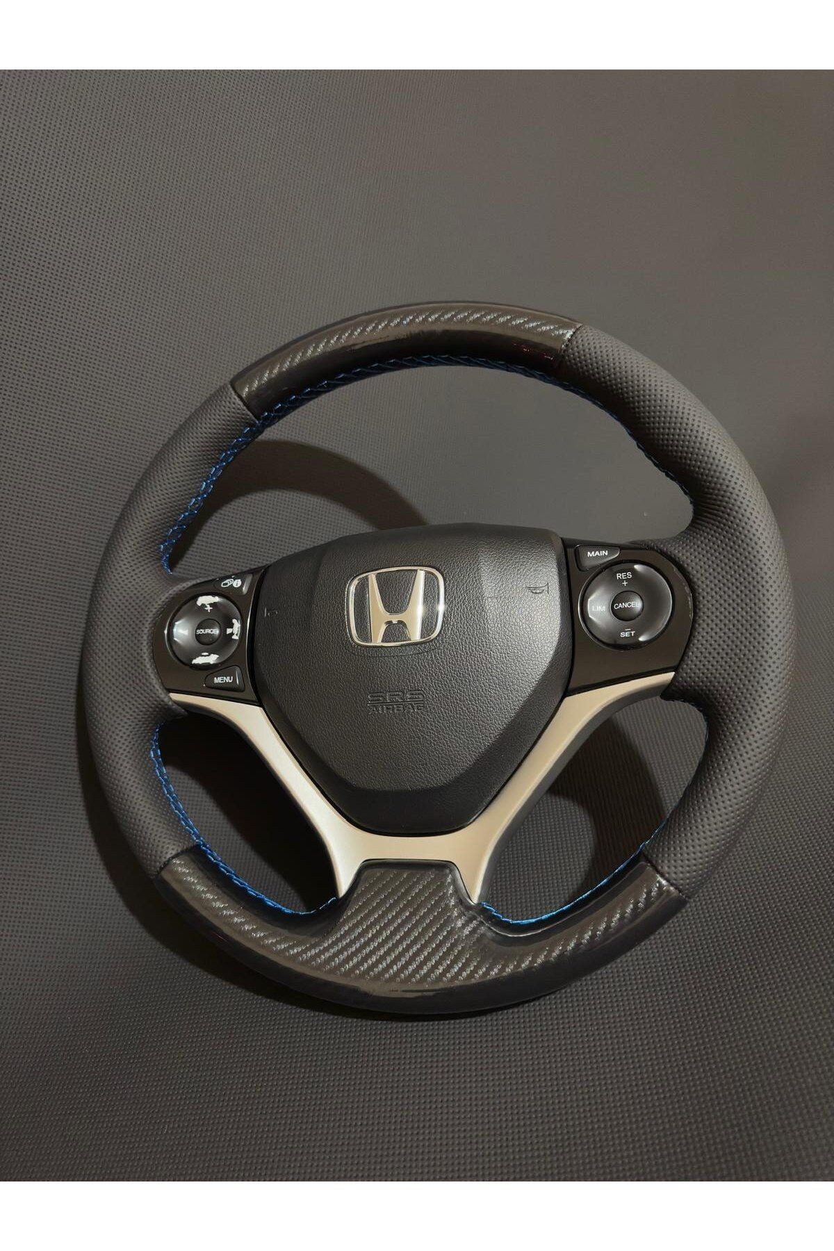 HONDA FB7 ARACA ÖZEL DİKMELİ DİREKSİYON KILIFI NOKTALI MİCROFİBER CARBON MAVİPLİ(AÇIKLAMAYI OKUYUNU