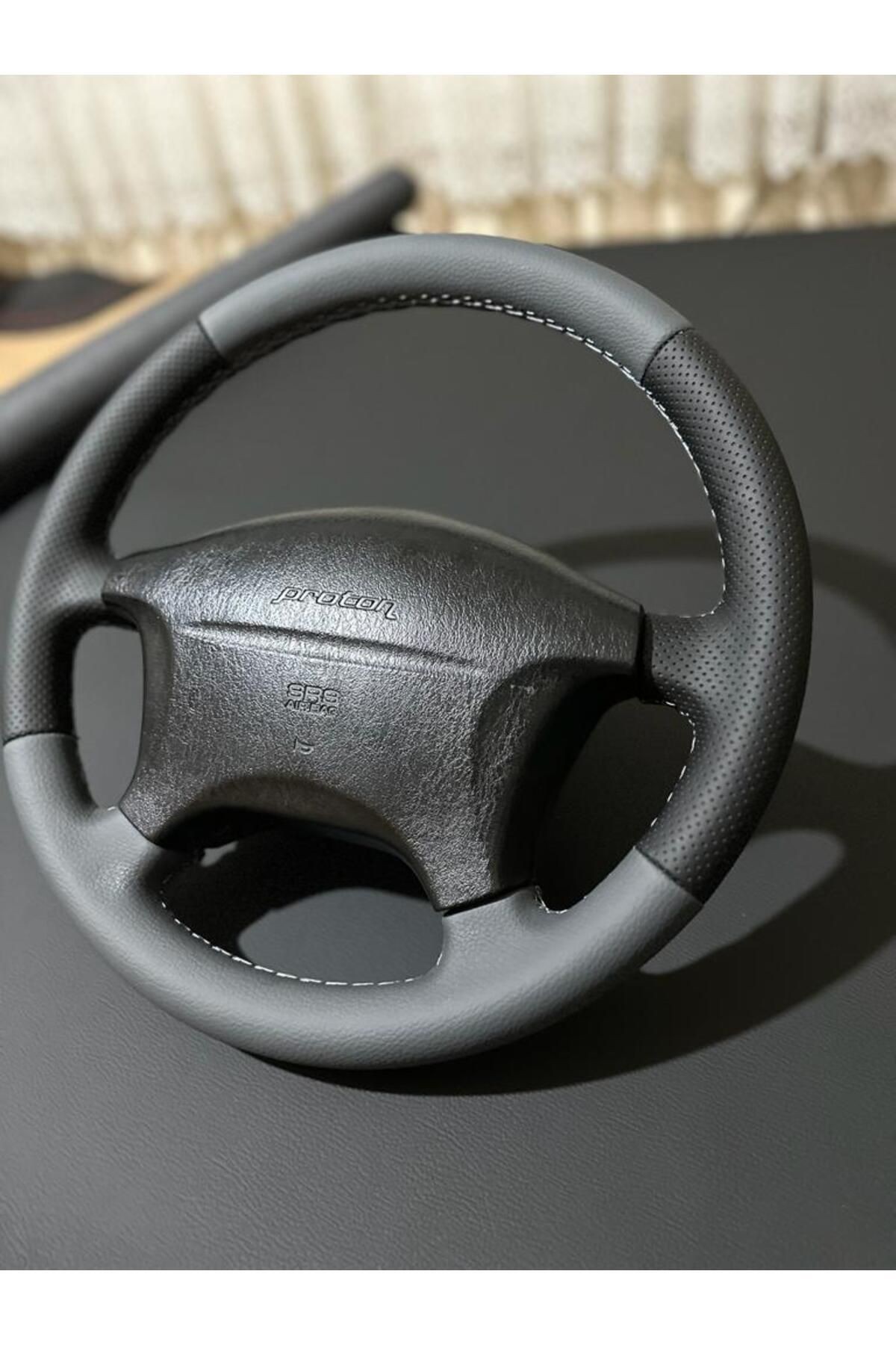 Proton Persona 1999 Araca Özel Direksiyon Kılıfı(GRİ DÜZ-SİYAH NOKT)açıklamayı Okuynuz
