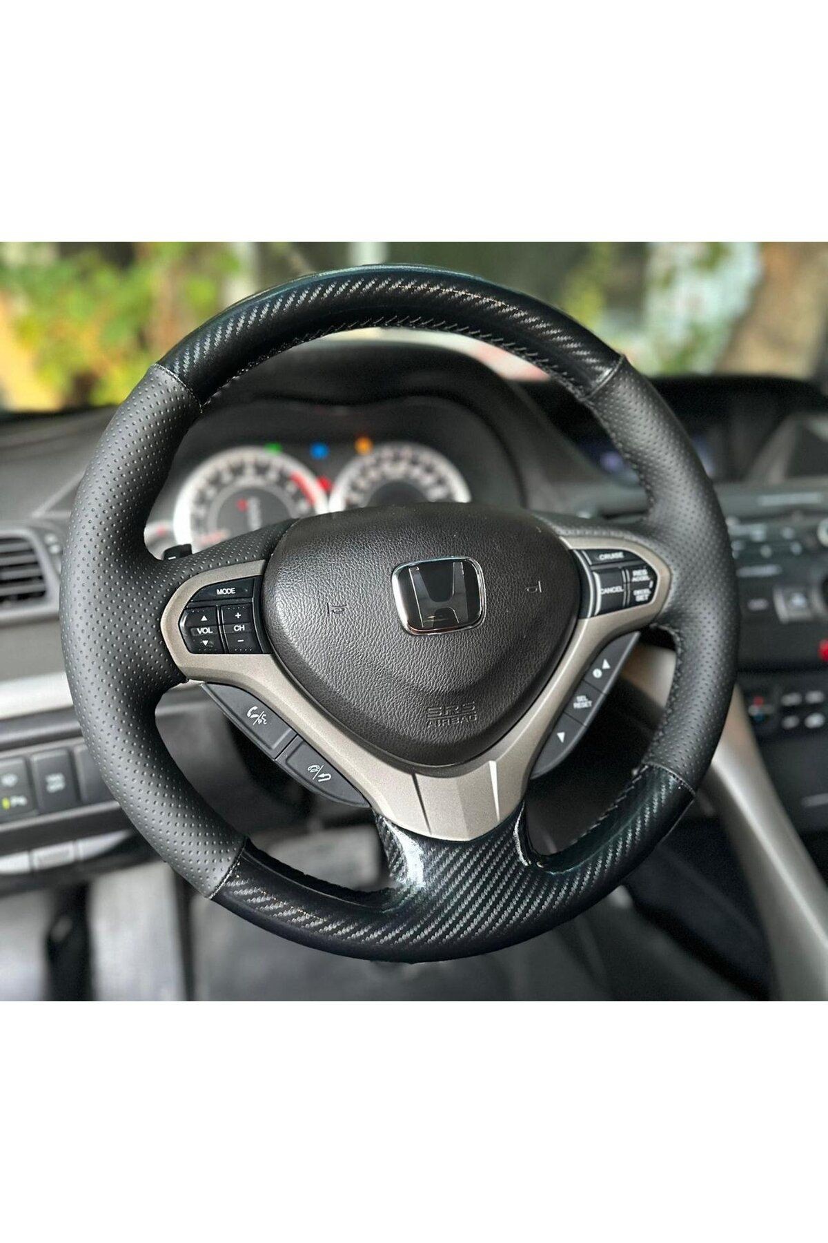HONDA FD6 ARACA ÖZEL DİREKSİYON KILIFI (NOKTALI-MİCROFİBERCARBON)