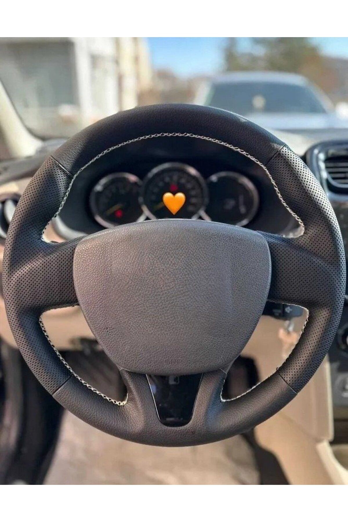 Renault Clio Symbol 2016 Araca Özel Deri Direksiyon Kılıfı Spormodel Gri Ipli(AÇIKLAMAYI OKUYNZ)