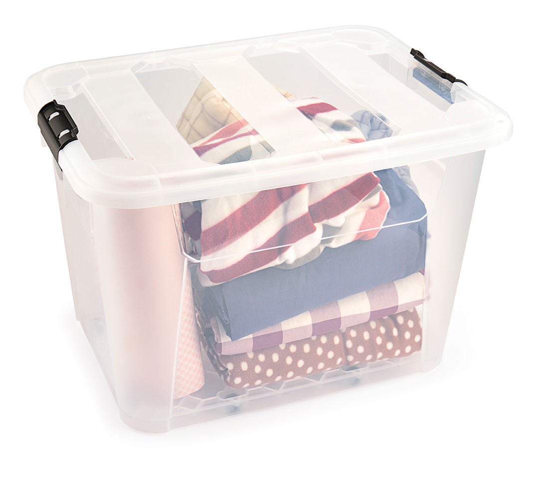 Storage Box Large Lockable Case Multi-Purpose Wheeled Transparent Box 60 Liter Wide Volume Organizer