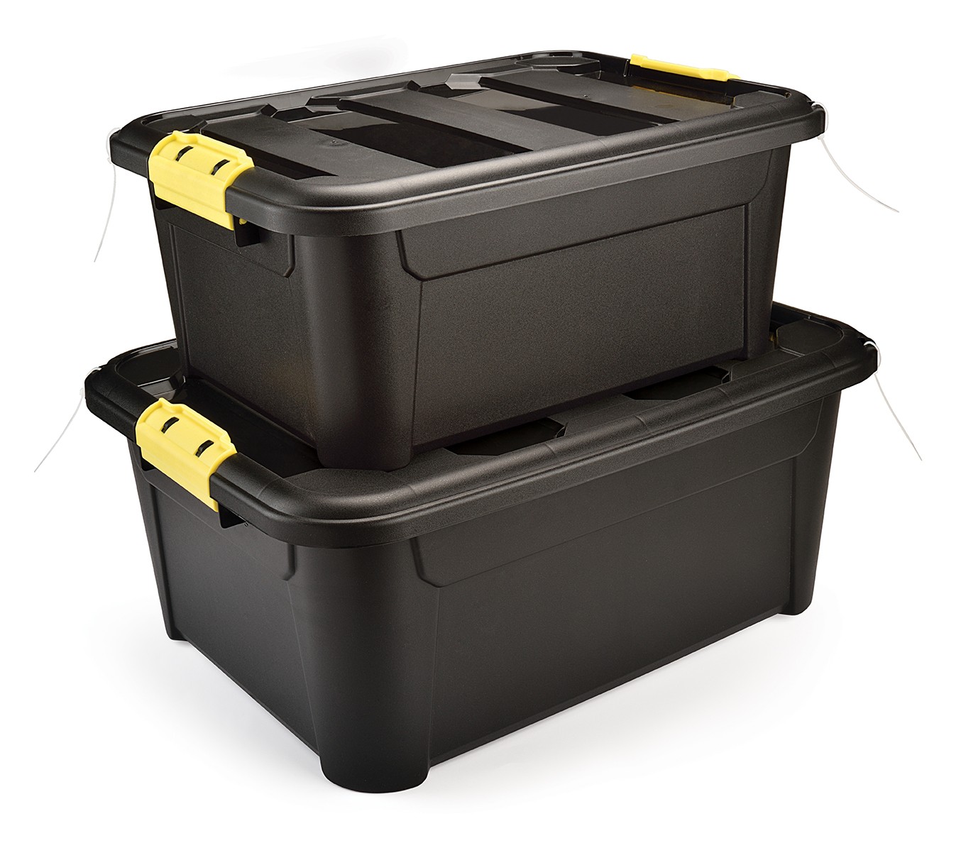 Storage Box Organizing Container Toy Box 2-Piece Set 30L+40L Multipurpose Lockable Boxes - BLACK