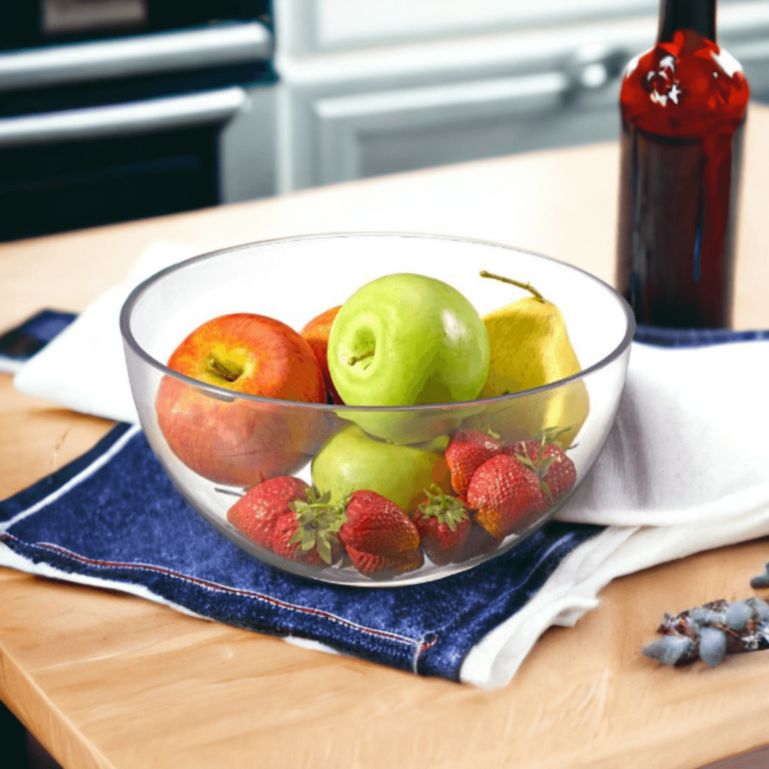 Fruit Bowl, Crystal Bowl 4 Liters, Transparent Bowl