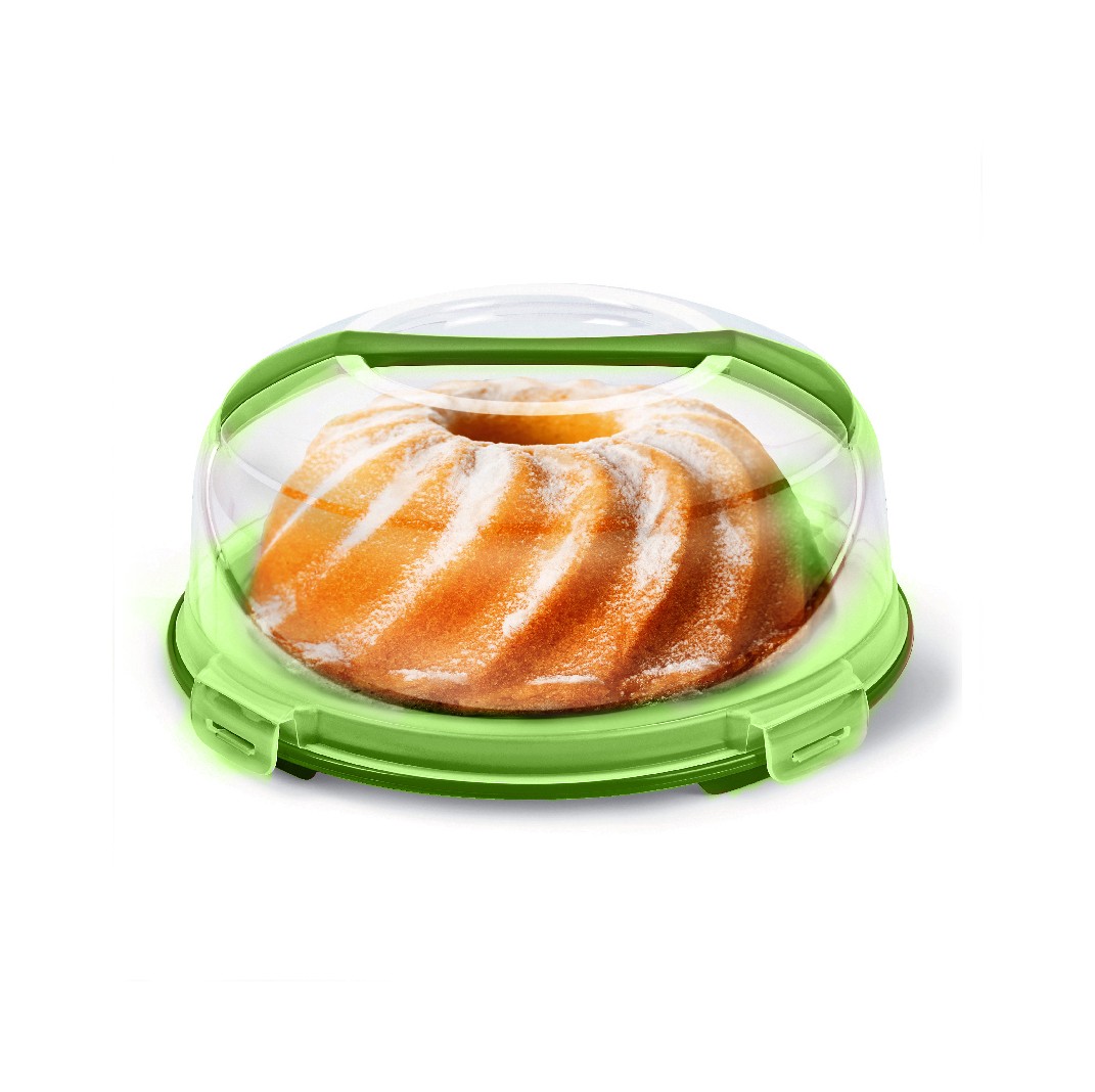 Cake Box, Pastry Box, Lockable Lid Cake Box 7 Liters - MİLLENİUM GREEN