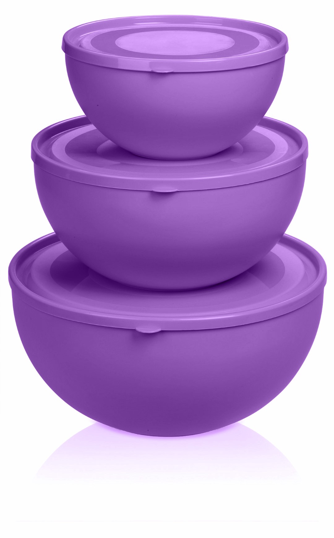 Covered Bowl Set, 3-Piece Round Bowls, Storage Containers, Covered Bowls - PURPLE