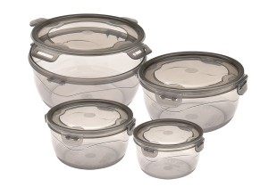 Lockable Lid Storage Container Set, 4-Piece Round Storage Container Set