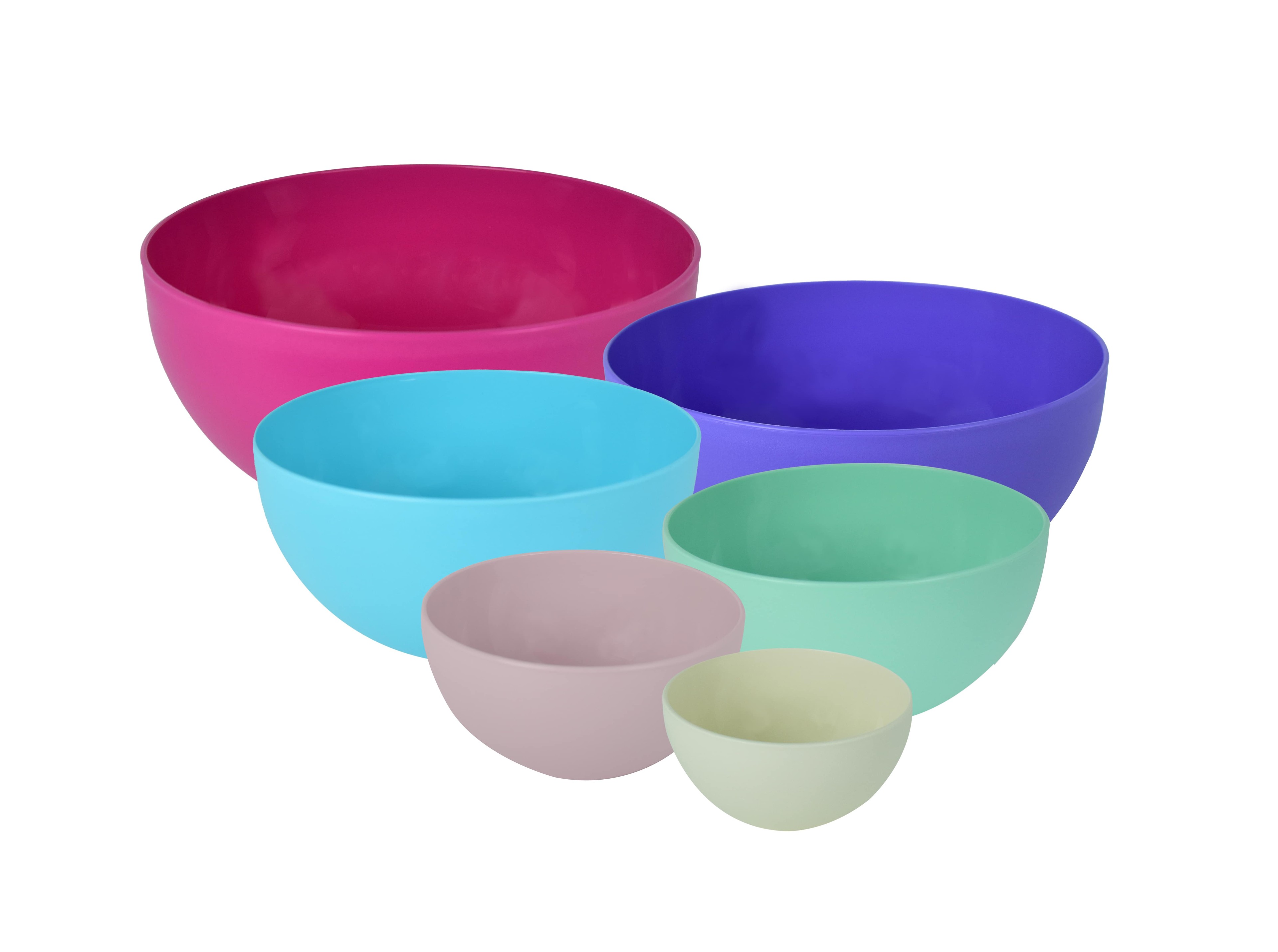 Plastic Mixing Bowls 6 Pieces Colored Serving Bowls Salad Bowl Nesting Bowls