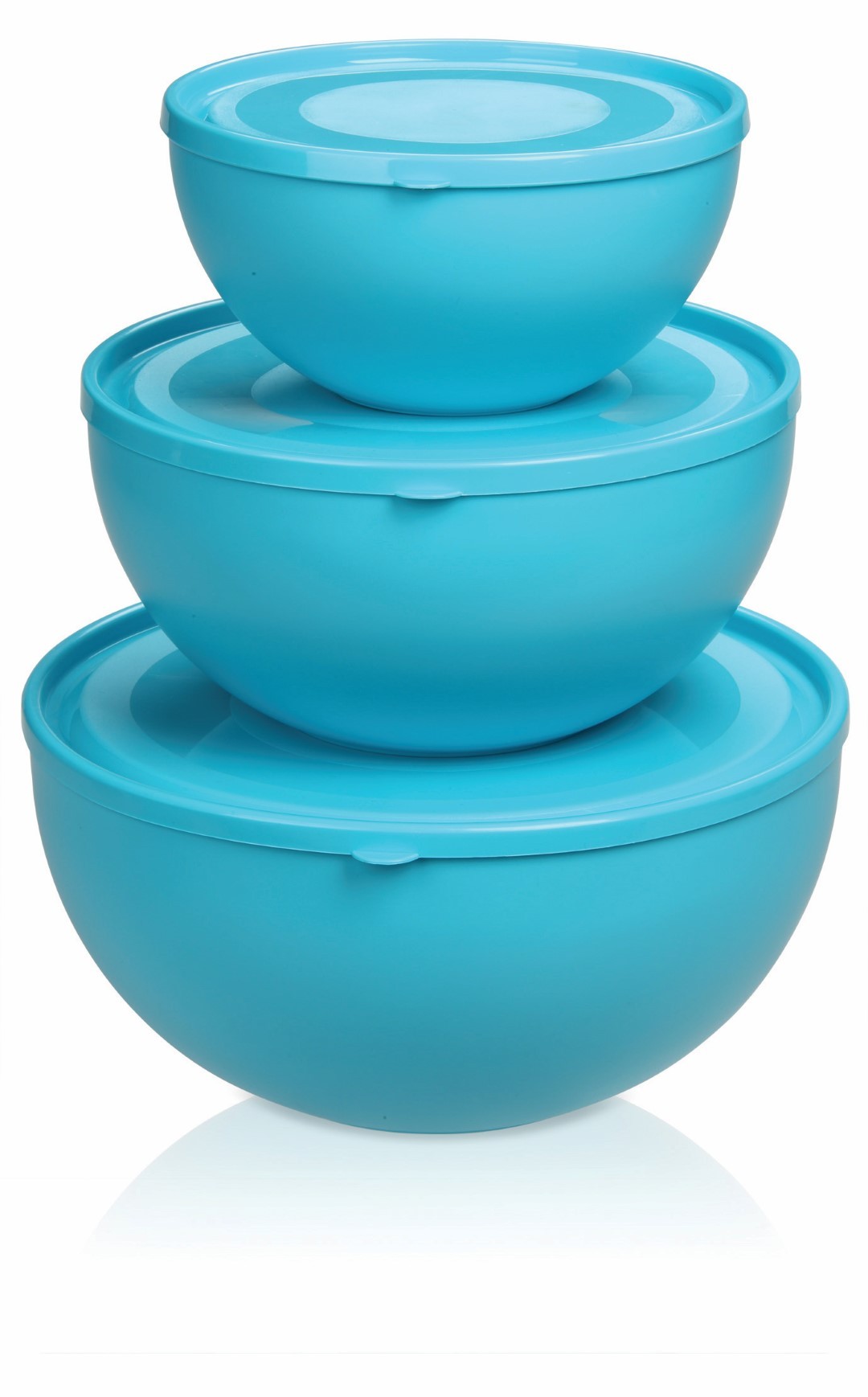 Covered Bowl Set, 3-Piece Round Bowls, Storage Containers, Covered Bowls - TURQUOISE