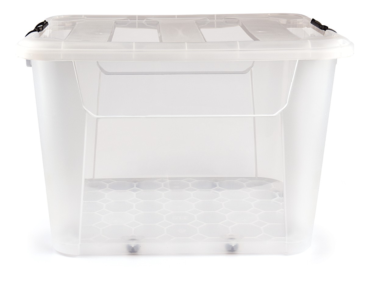 Storage Box Large Lockable Case Multi-Purpose Wheeled Transparent Box 60 Liter Wide Volume Organizer