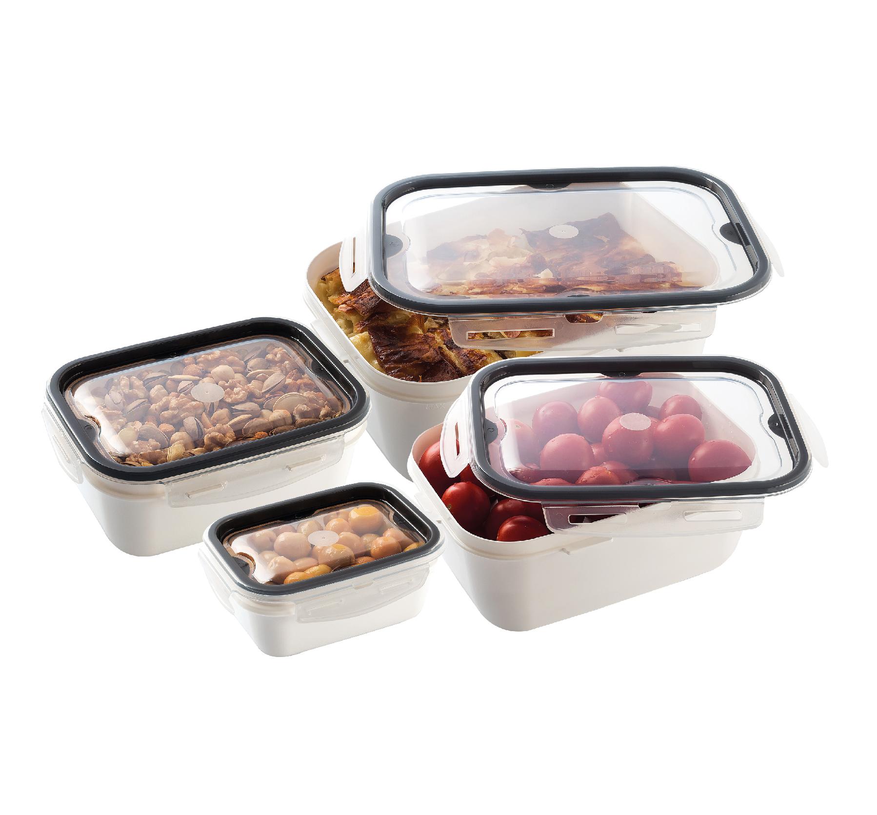 Lockable Rectangular Storage Box 4-Piece Set, Leak-Proof Storage Box Set