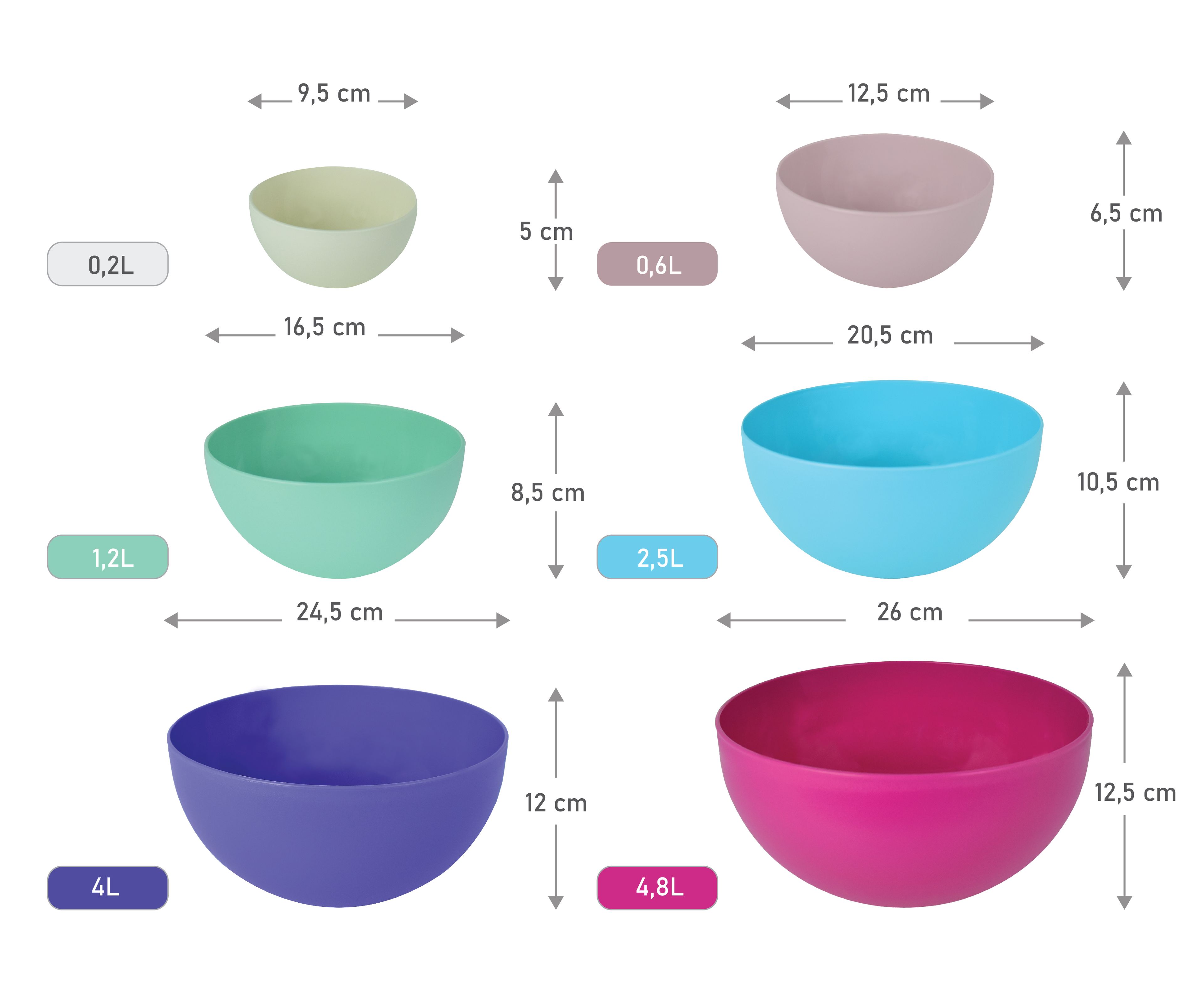 Plastic Mixing Bowls 6 Pieces Colored Serving Bowls Salad Bowl Nesting Bowls