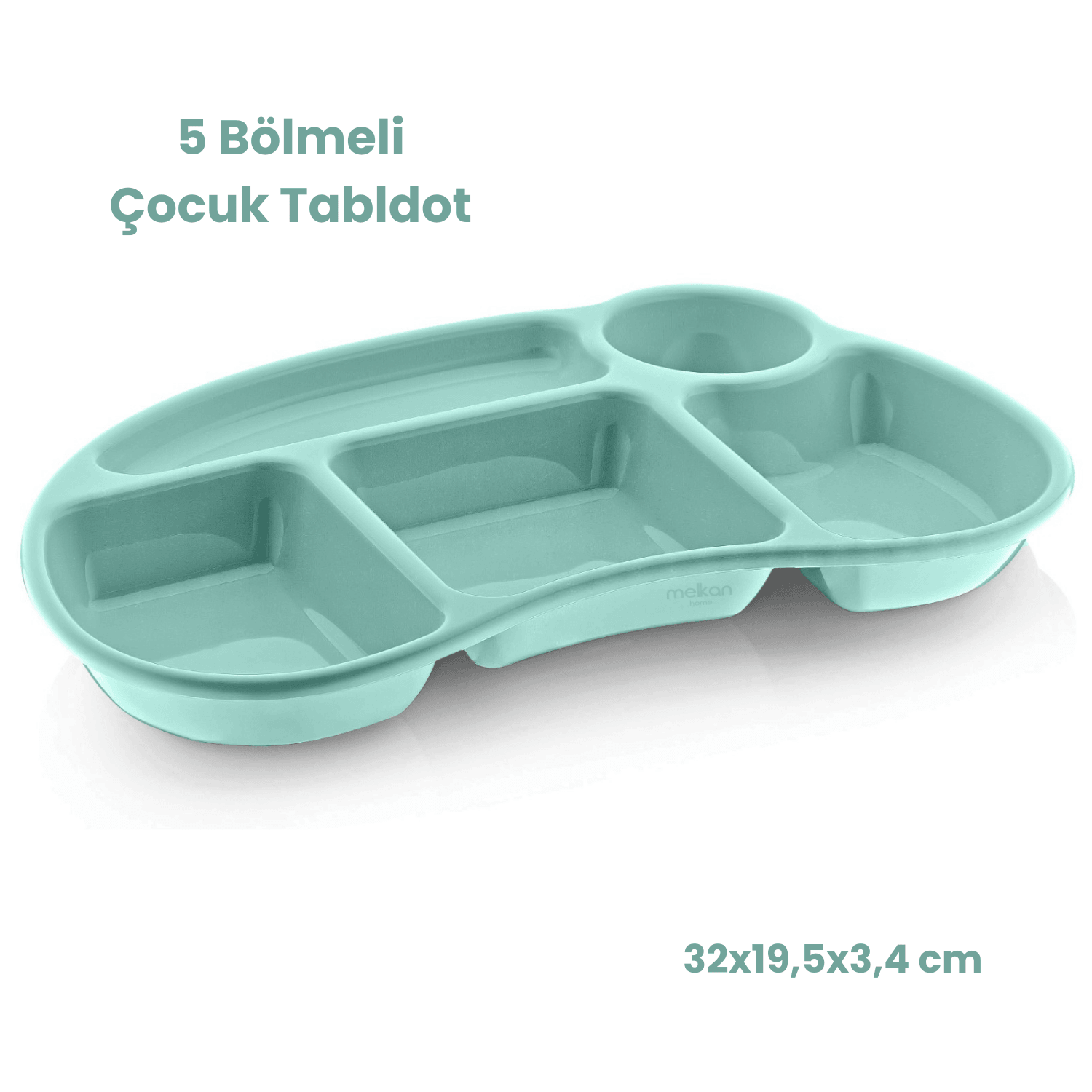 Bölmeli Çocuk Yemek Tabldot - Anaokulu & Kreş İçin Kahvaltı ve Yemek Tabağı Tabildot - PASTEL YEŞİL