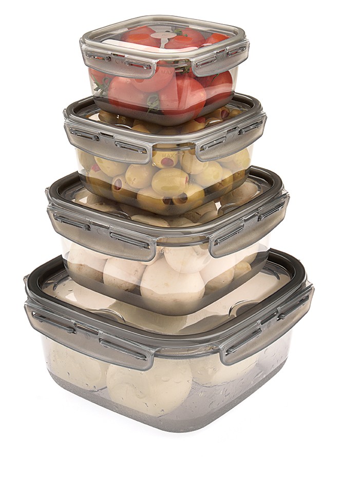 Storage Container Set with Locking Lids Set of 4 Square Storage Containers with Lids - SMOKED