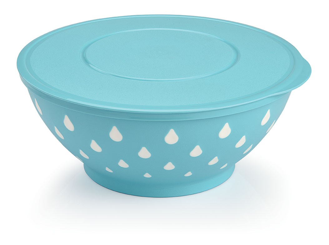 Drop Patterned Lid Bowl 3 Liters - TURQUOISE