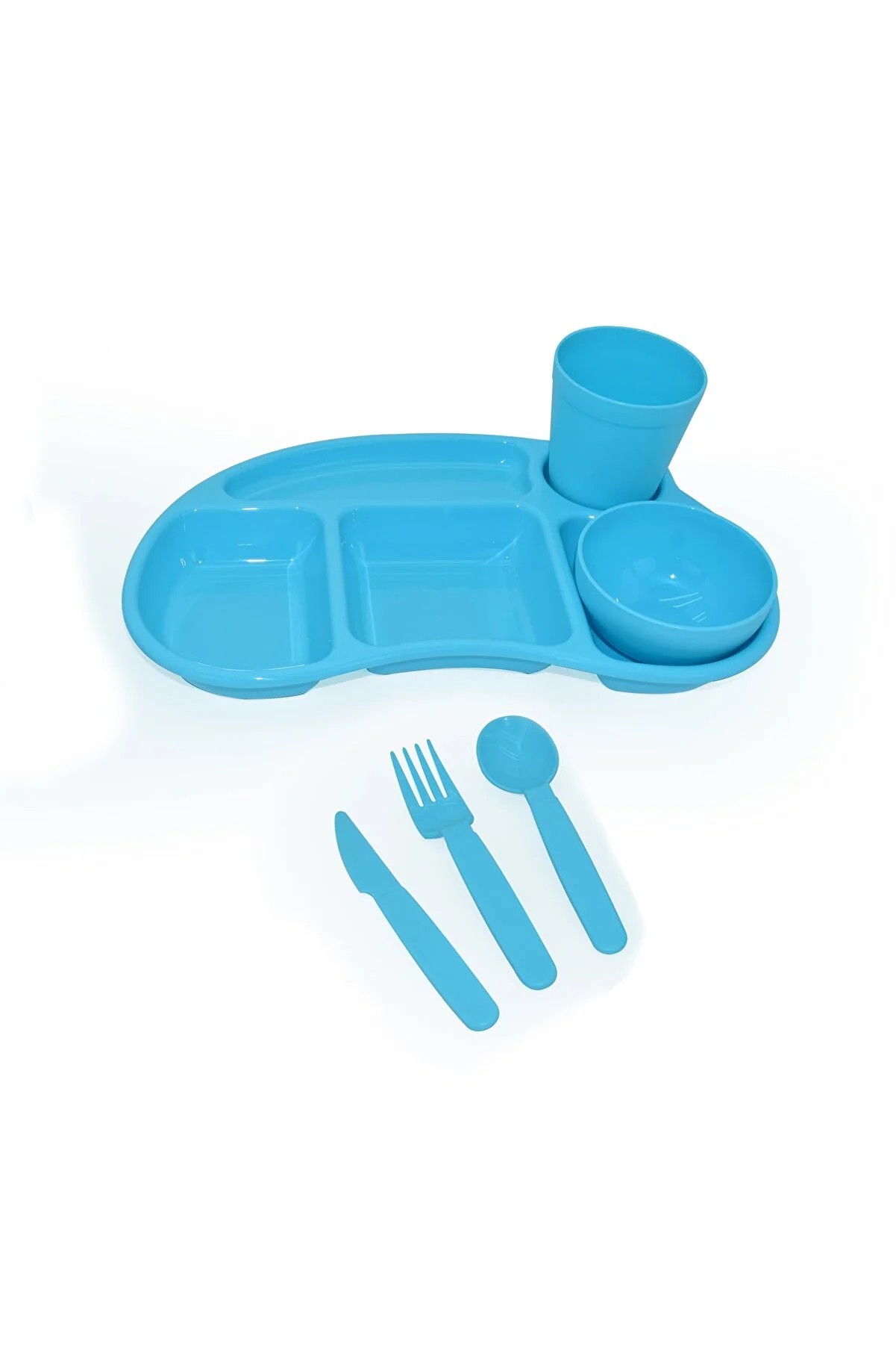 Child Meal Tray 5-Compartment Child Dinnerware Set Child Breakfast Bowl - TURQUOISE