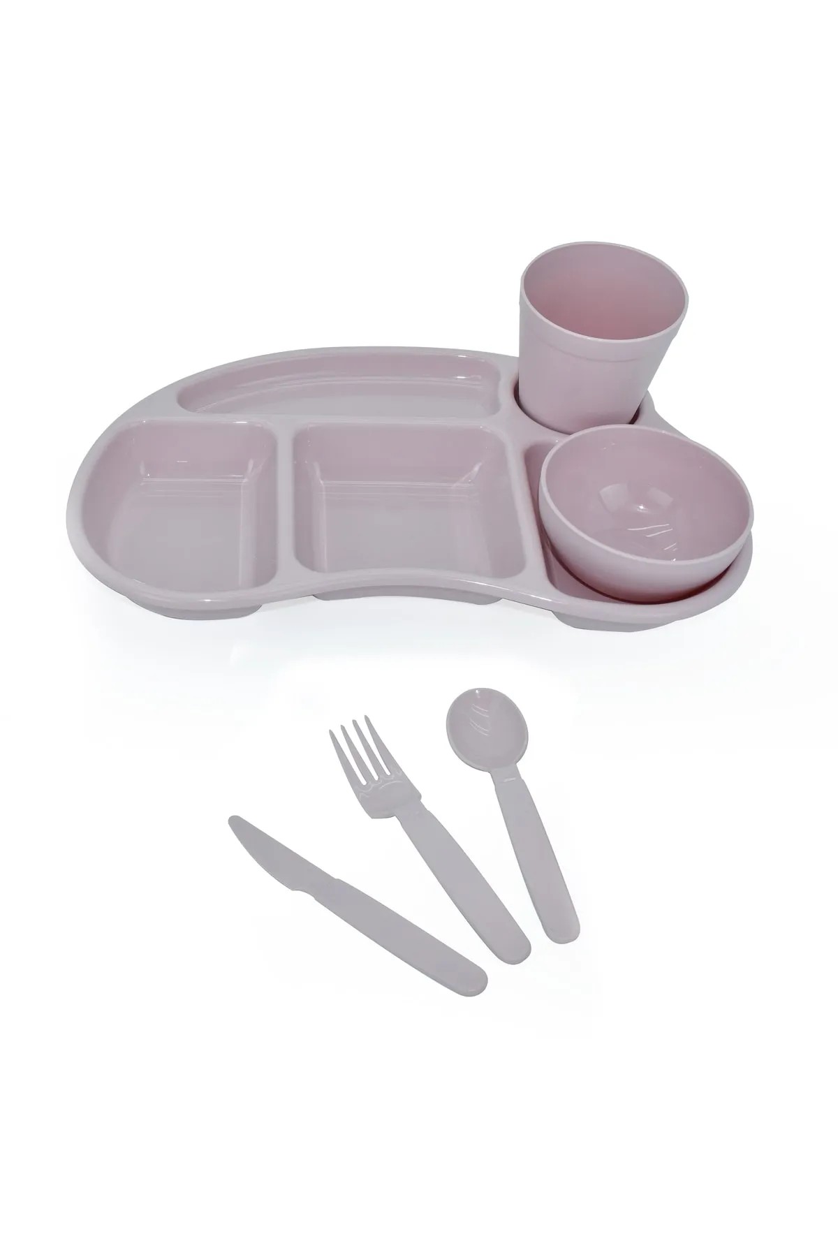 Child Meal Tray 5-Compartment Child Dinnerware Set Child Breakfast Bowl - POWDER