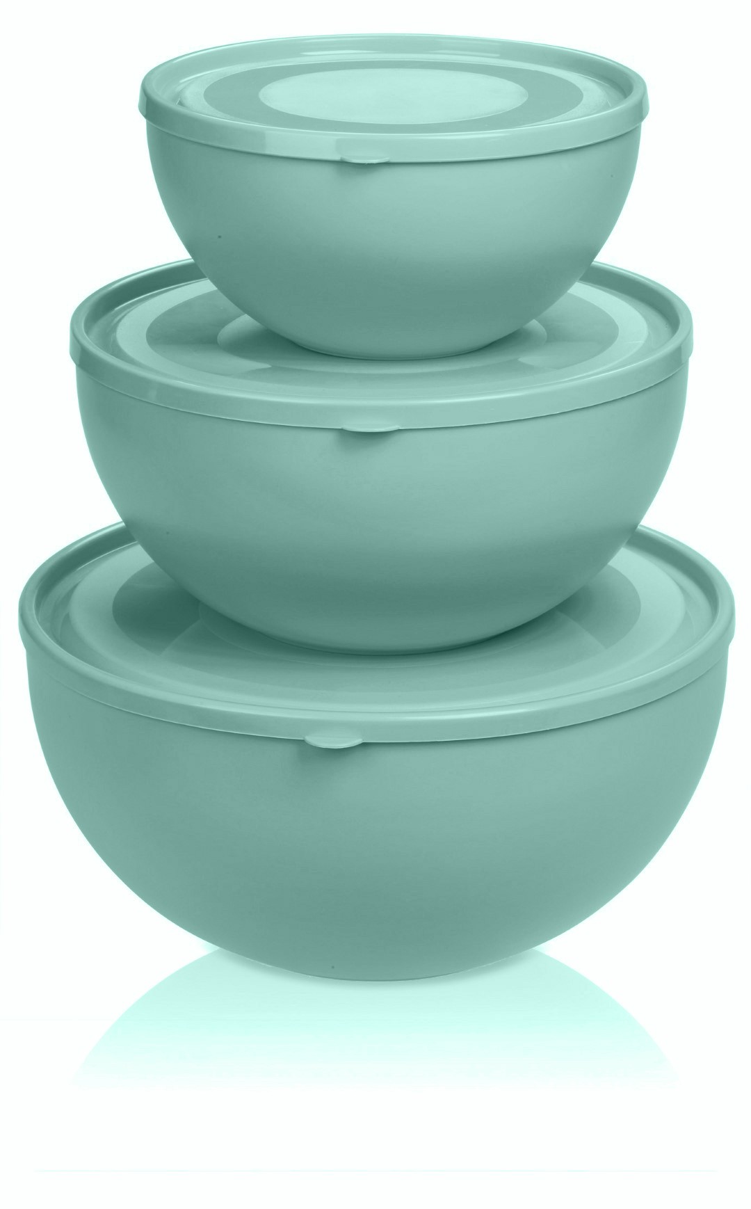 Covered Bowl Set, 3-Piece Round Bowls, Storage Containers, Covered Bowls - PASTEL GREEN