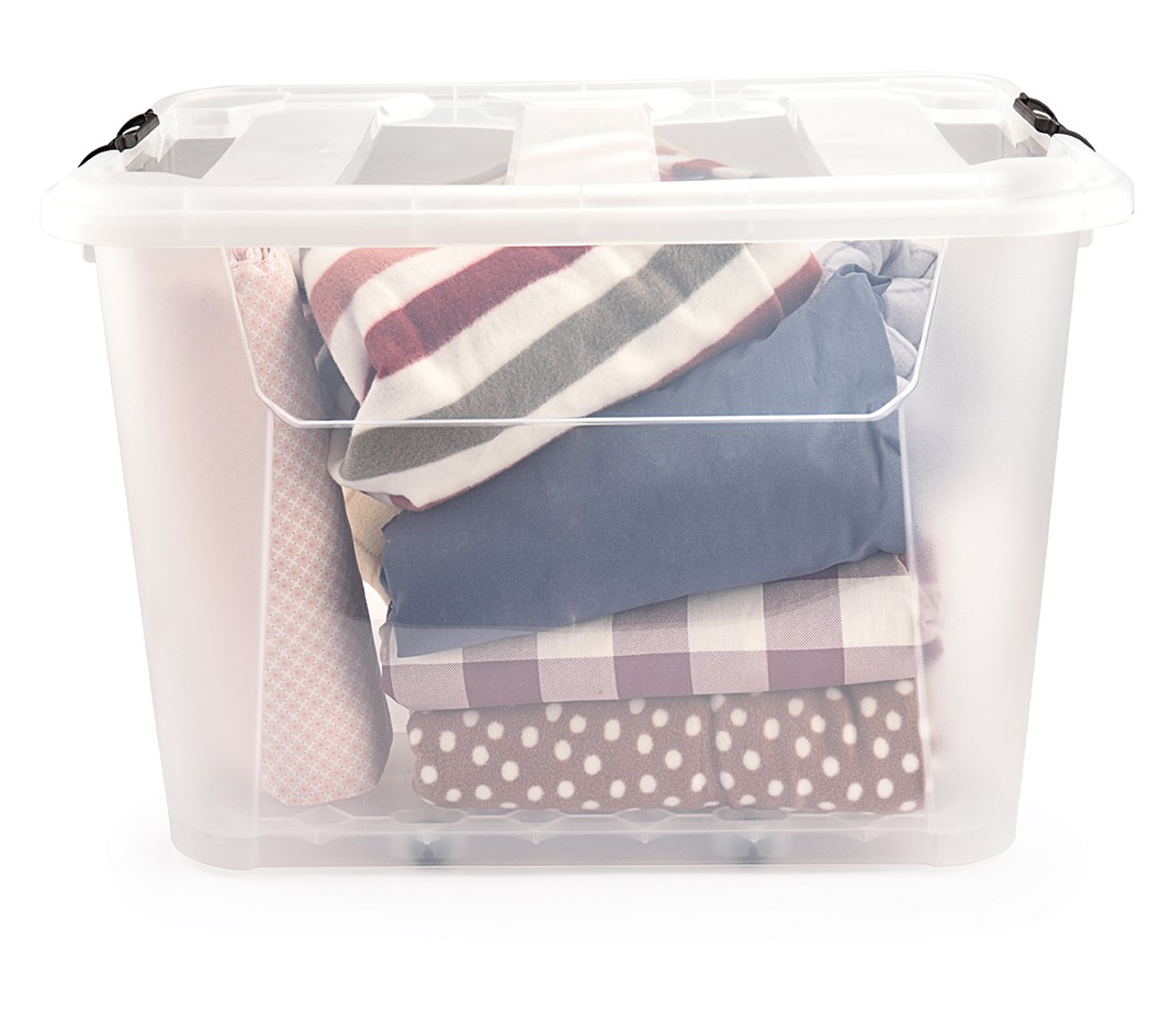 Storage Box Large Lockable Case Multi-Purpose Wheeled Transparent Box 60 Liter Wide Volume Organizer