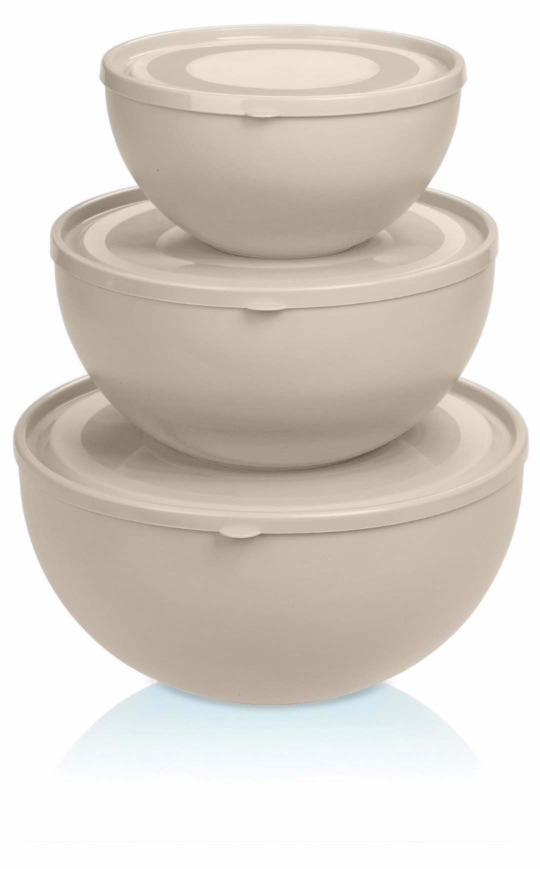 Covered Bowl Set, 3-Piece Round Bowls, Storage Containers, Covered Bowls - CREAM