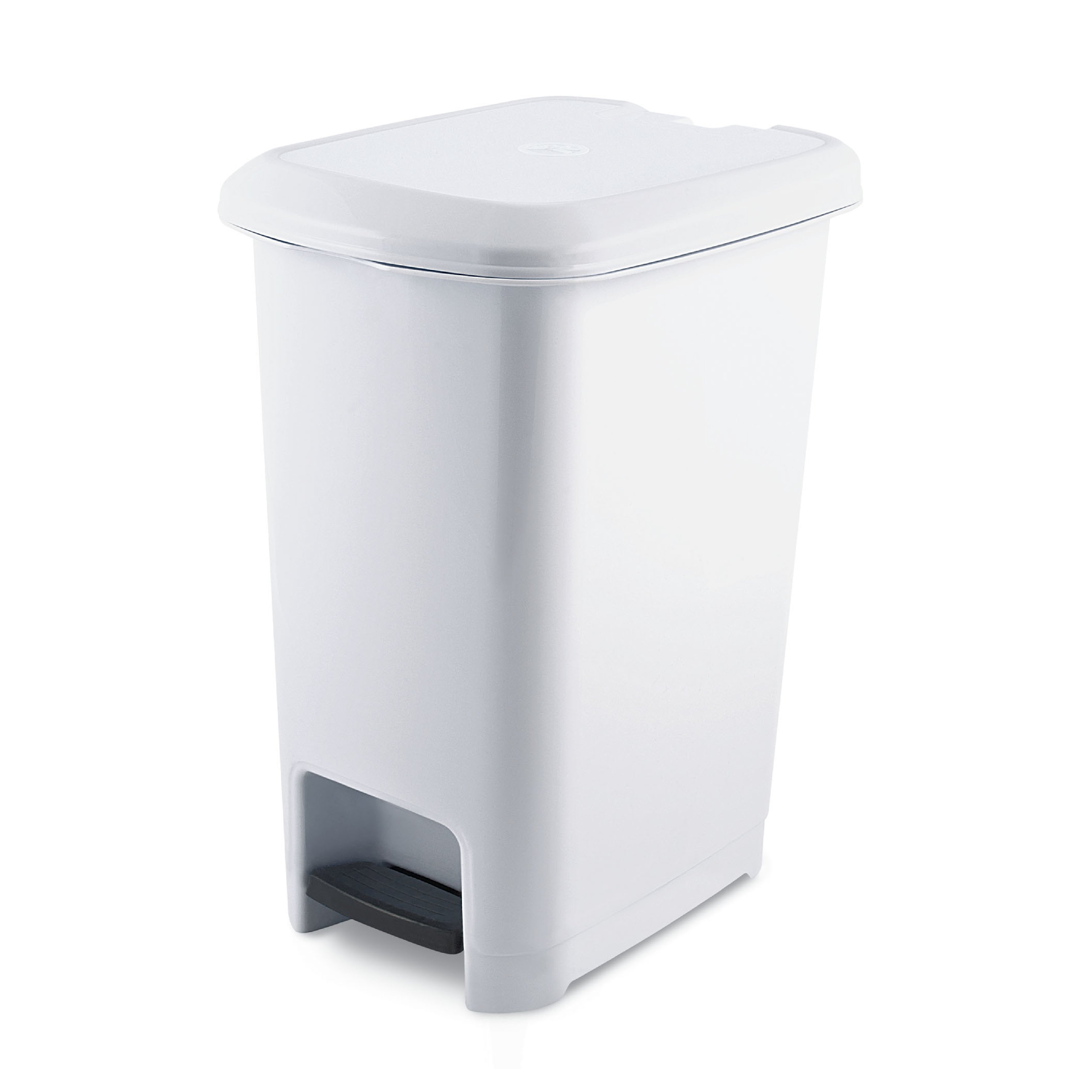 15 Liter Slim Pedal Trash Can with Trash Bag Holder Attachment (32x23x40 cm) - WHİTE