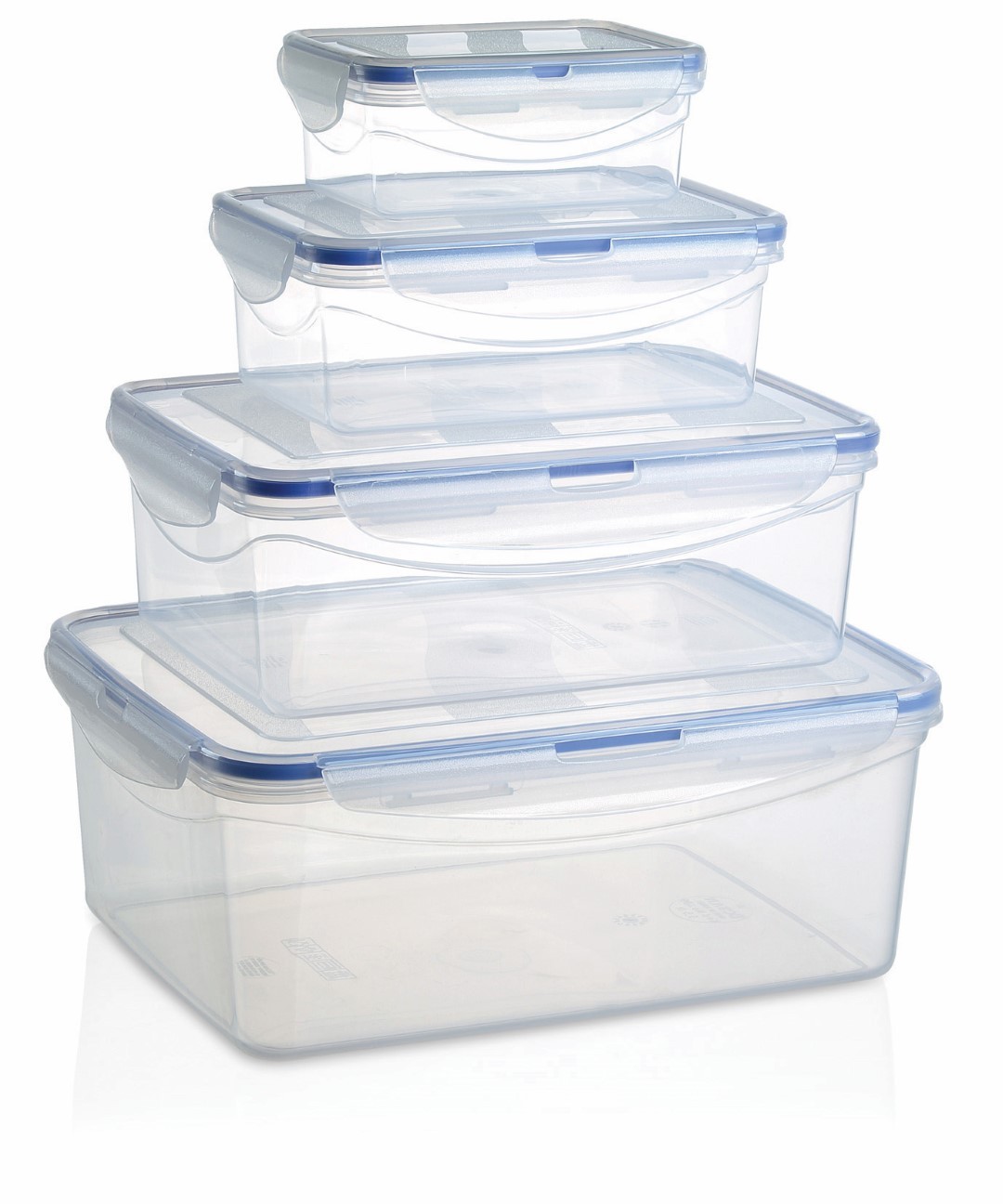 Airtight Lockable Rectangular Storage Container with Lid 4-Piece Set Sealed Transparent Storage Containers with Lids