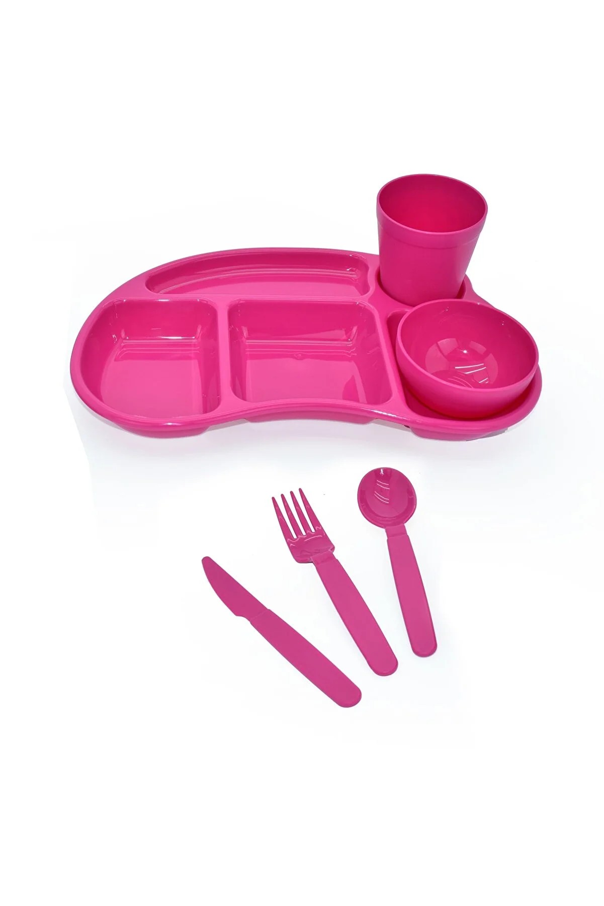 Child Meal Tray 5-Compartment Child Dinnerware Set Child Breakfast Bowl - MİLLENİUM PİNK