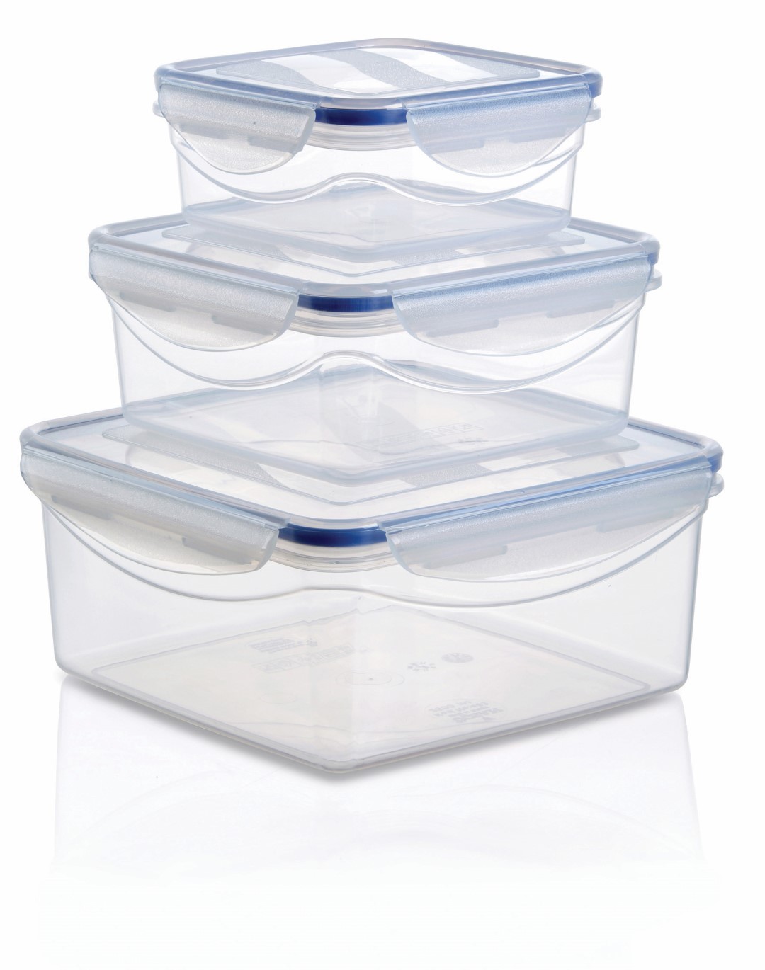 Lockable Storage Container 3-Piece Set Square Storage Container Airtight Cover Storage Containers