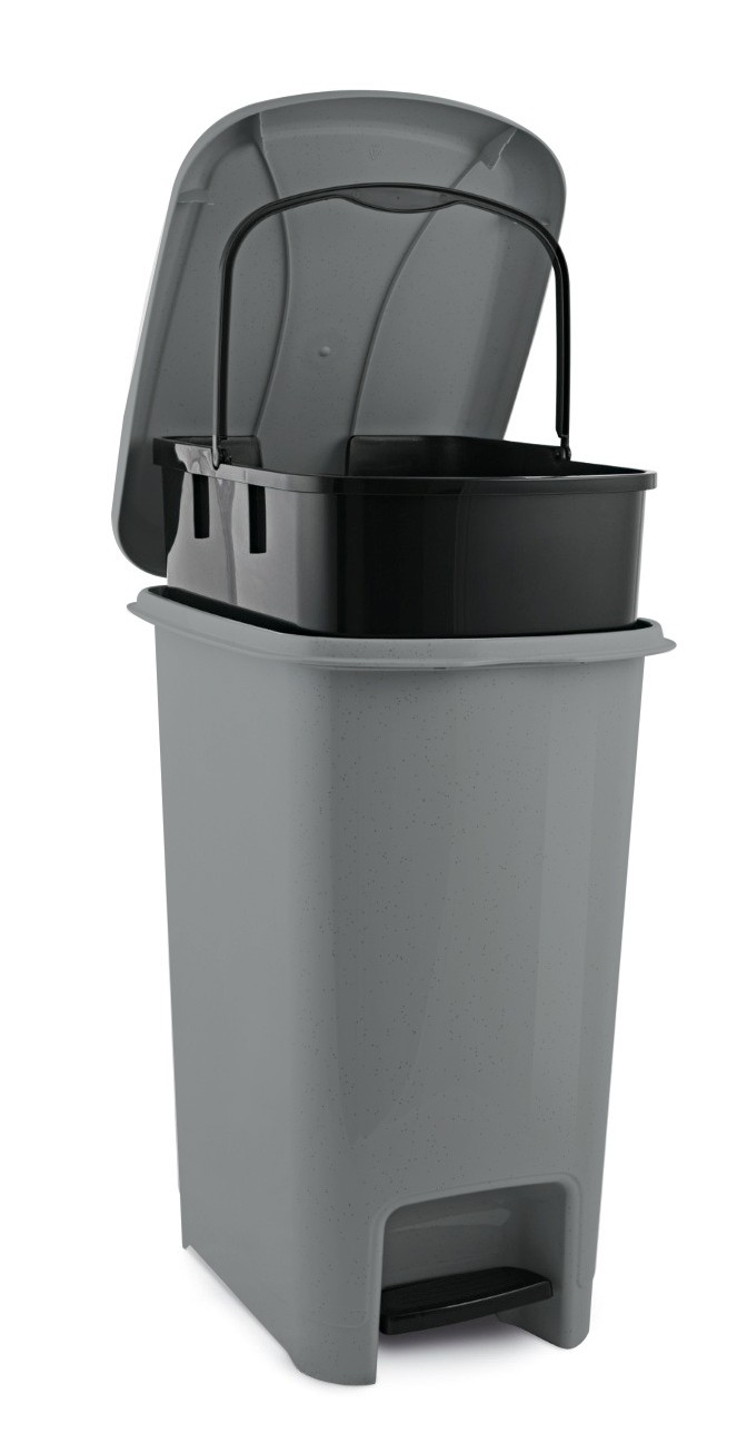 Pedal-Operated Trash Can 12.5 Liters with Bag Holder and Inner Bucket (32x23x40 cm)