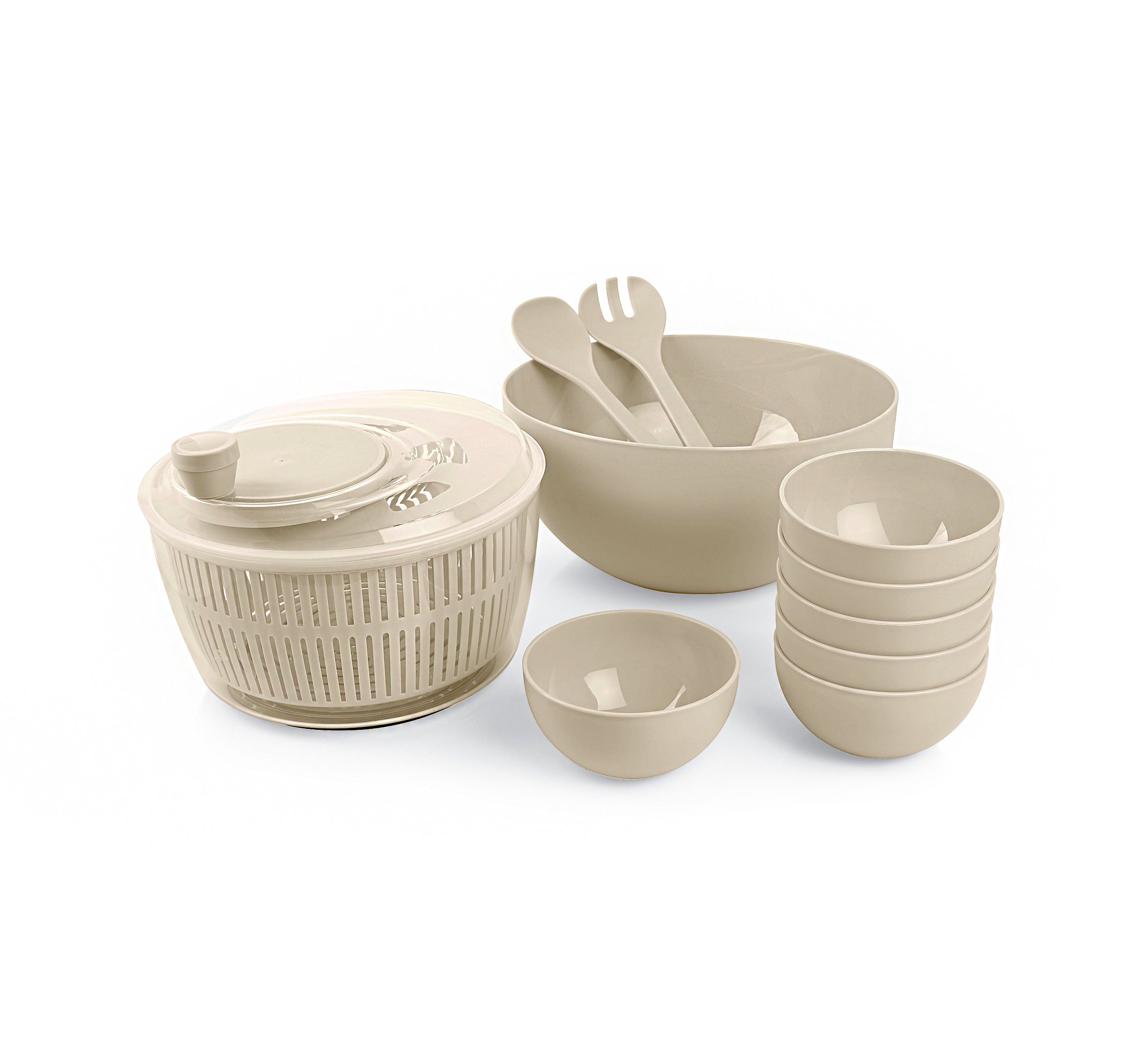 Salad Spinner Salad Serving Set Salad Spinner and Bowl Set - CREAM