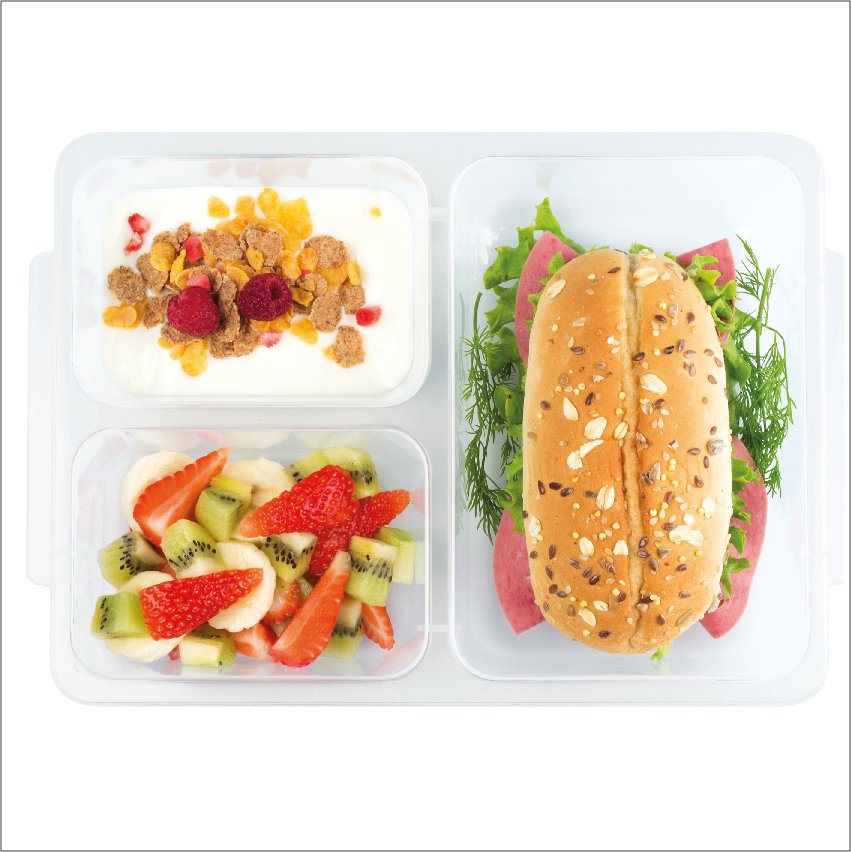 Lunch Box Carrying Container 3 Compartments Transparent Lunch Box