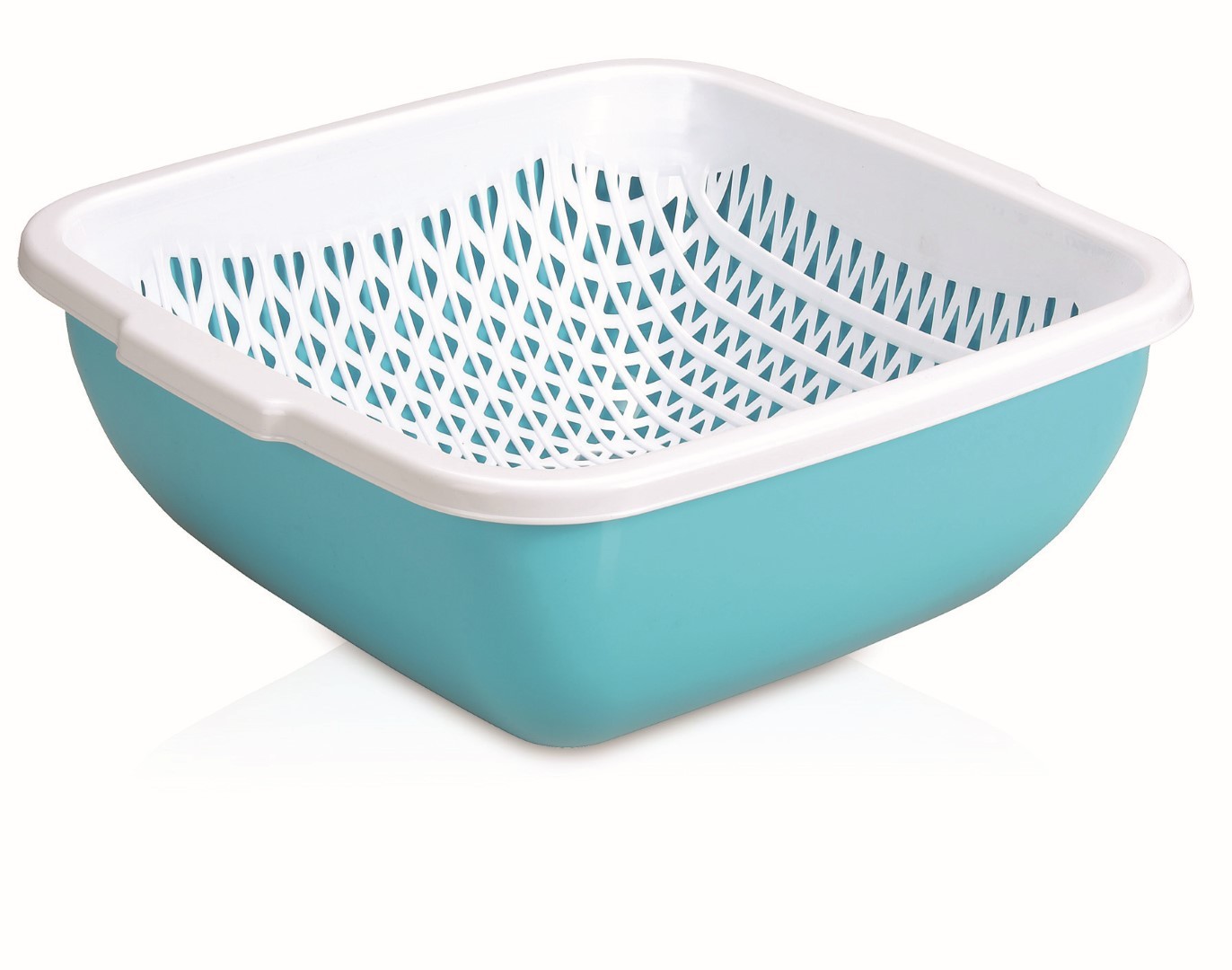 Multi-Purpose Strainer 6 Liter Square Bowl with Strainer, Set of 2 - TURQUOISE