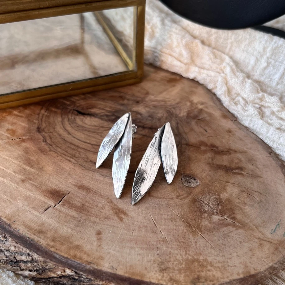 Zeytin Yaprağı Küpe / Gümüş