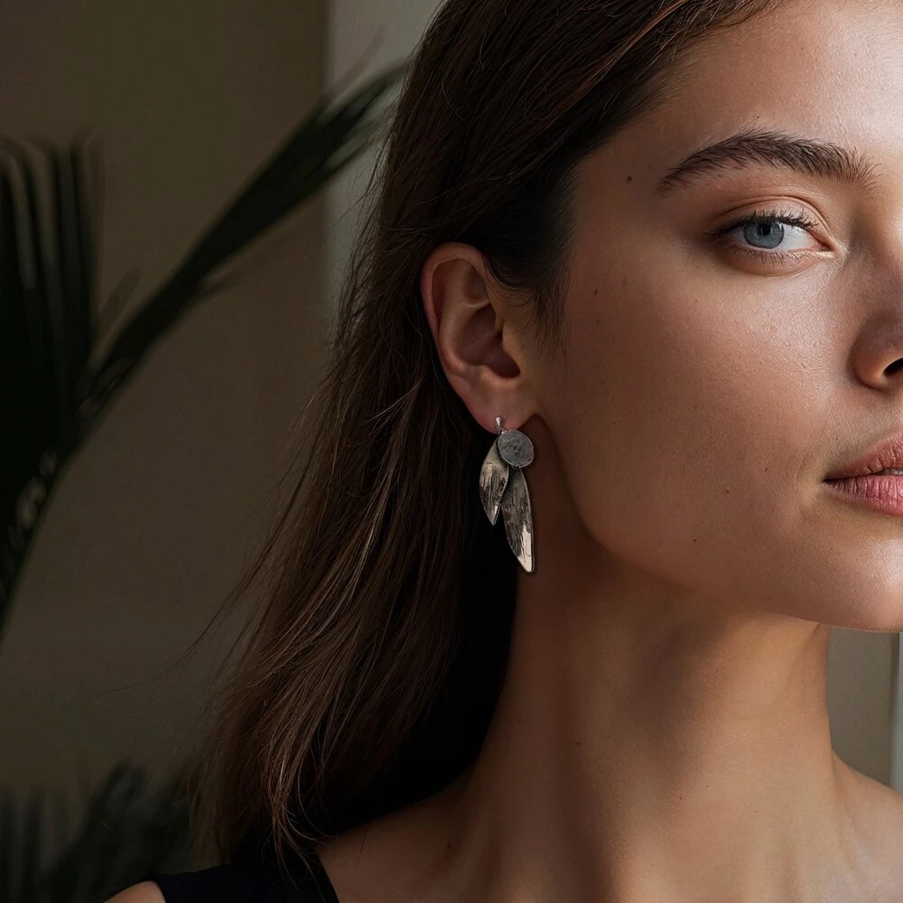 Zeytin Dalı - Gümüş Zeytinli Küpe