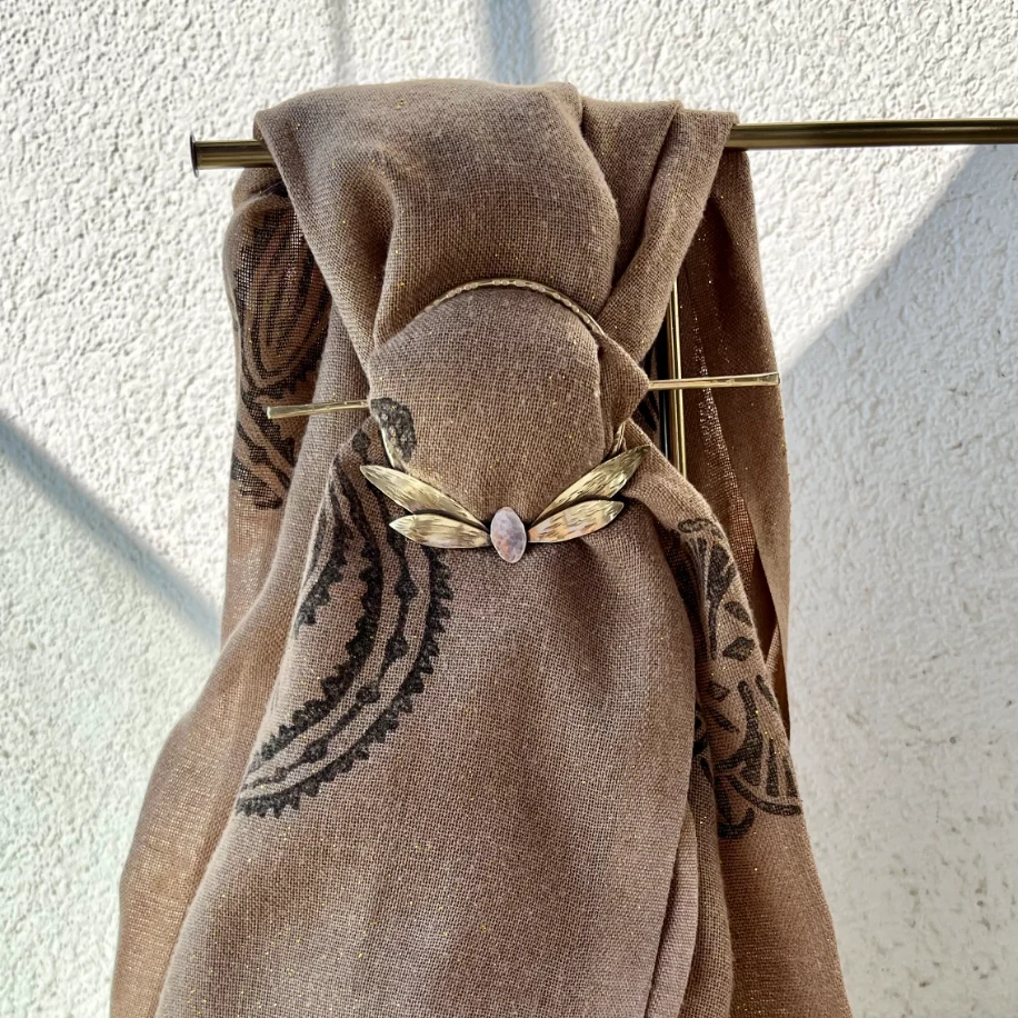 Zeytin Dalı - Gümüş Zeytinli Şal Tokası