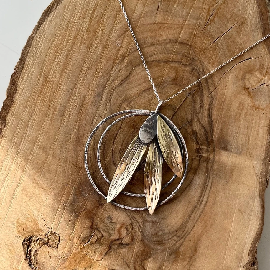 Zeytin Dalı - Gümüş Halkalı Kolye