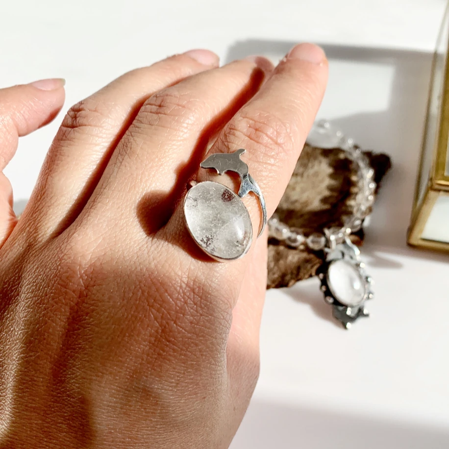 Kristal Kuvars Taşlı Yunus Yüzük