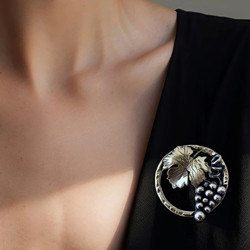 Asma Broş - Gümüş Üzüm Salkımlı