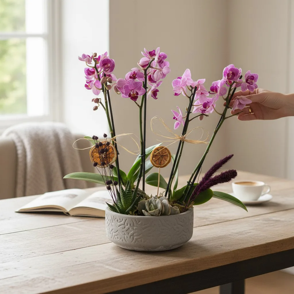 Beton Eskitme Saksida 4 Dal Mini Orkide