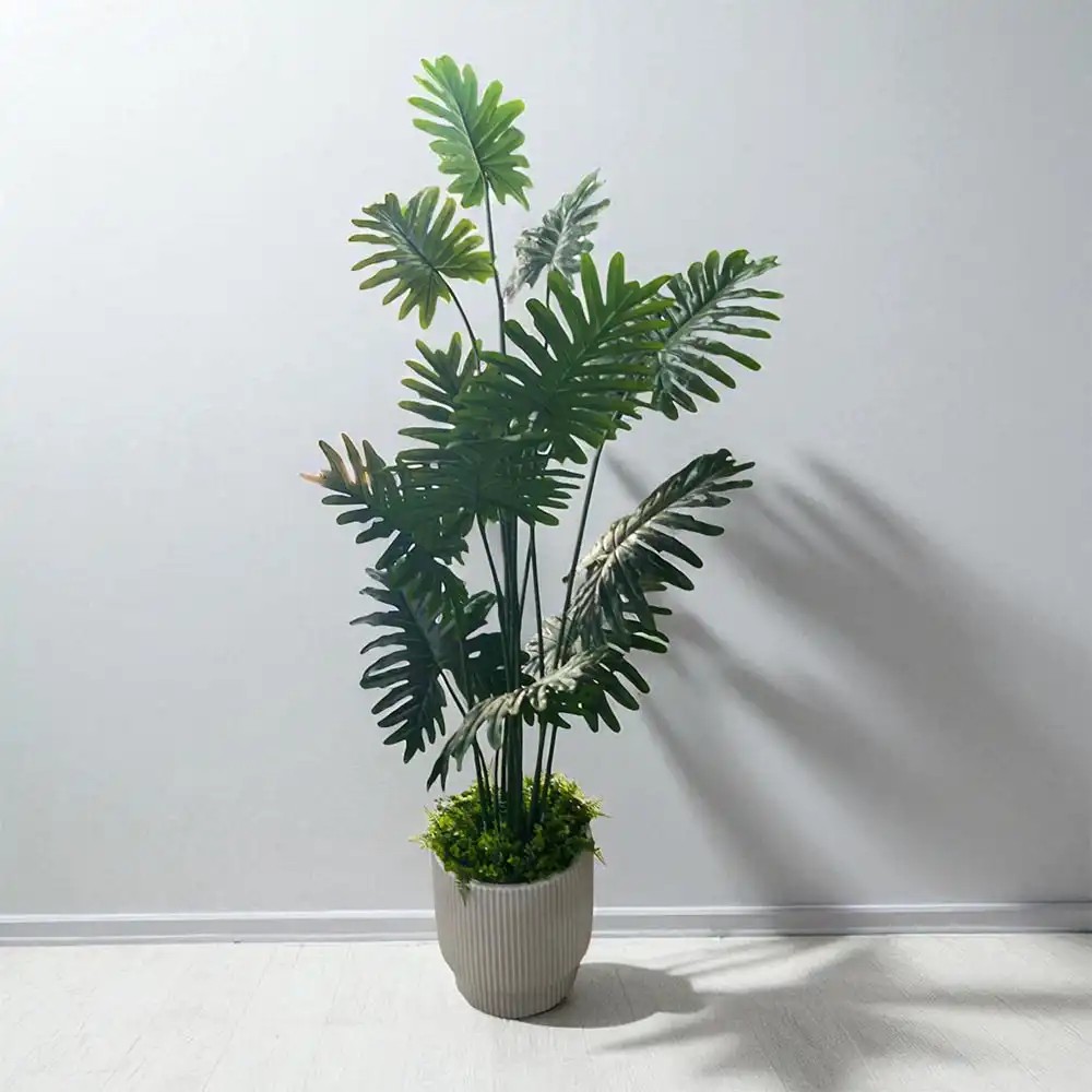Yapay Monstera Ağacı Gri Lüks Saksıda