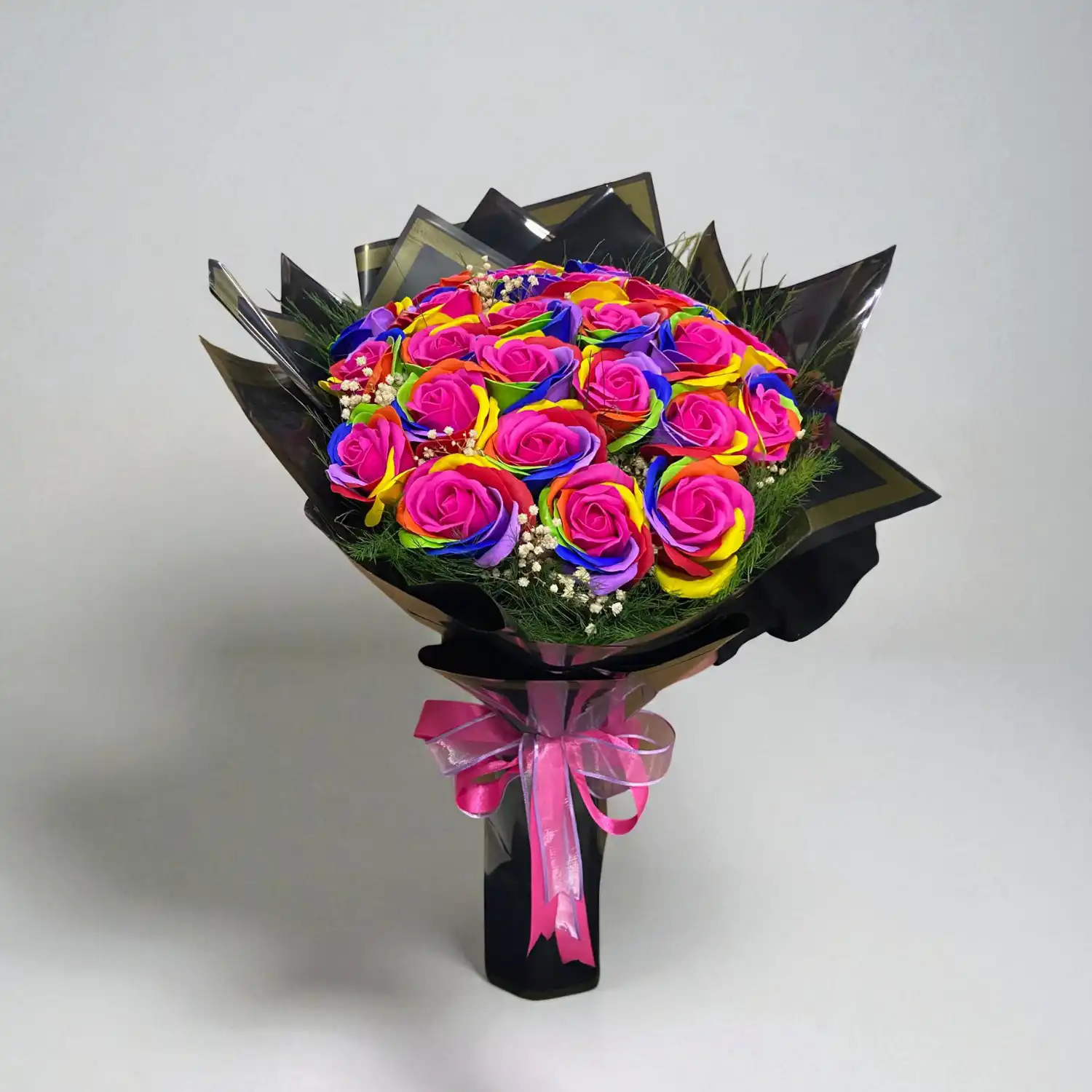 Gökkuşağı Yapay Gül Buketi