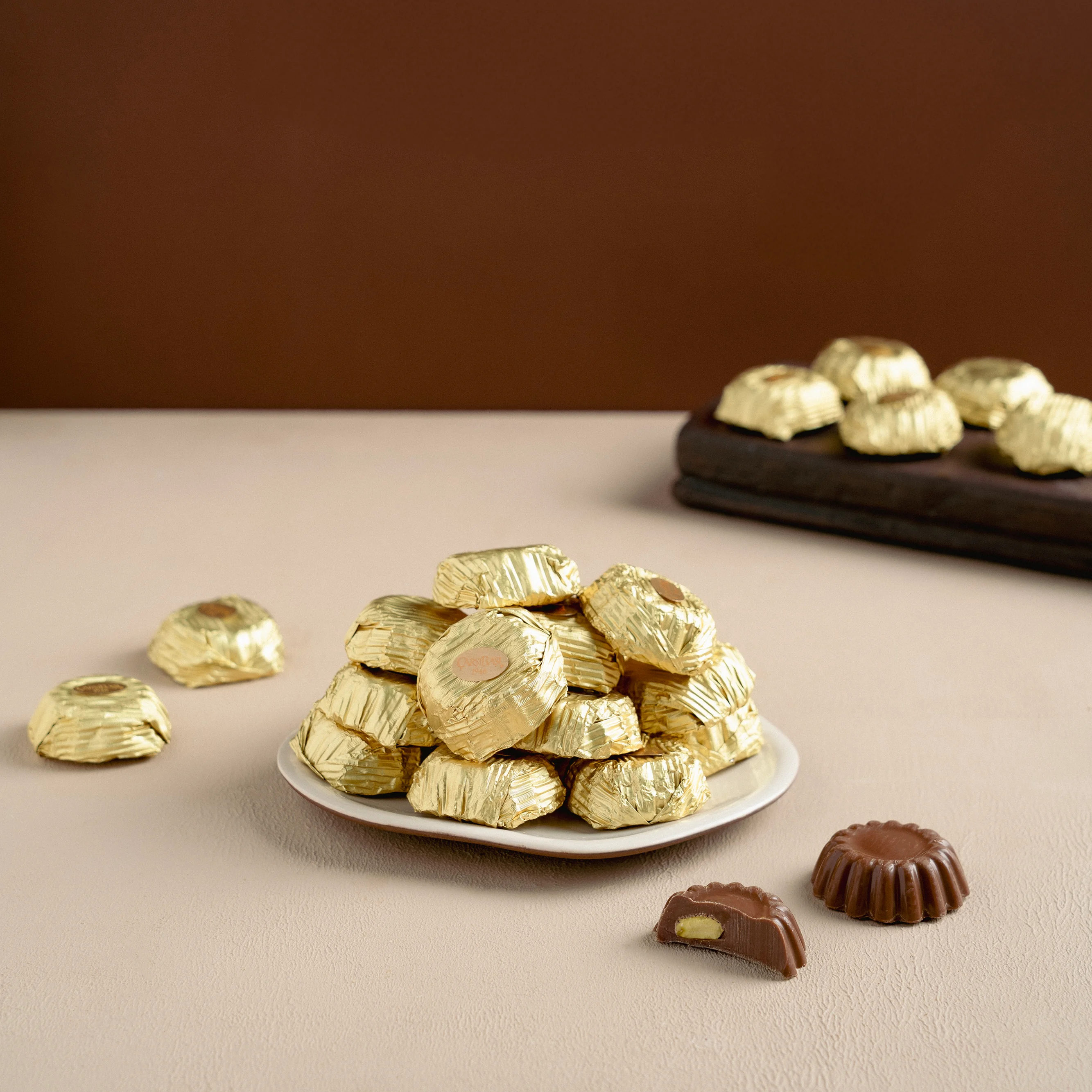 Gold Çiçek Baton Antep Fıstıklı Çikolata 