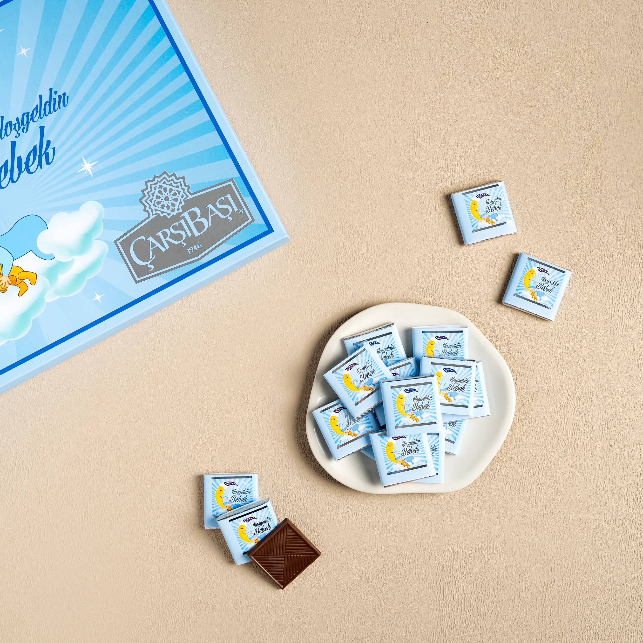 Bebek Hediyelik Madlen Çikolata Mavi