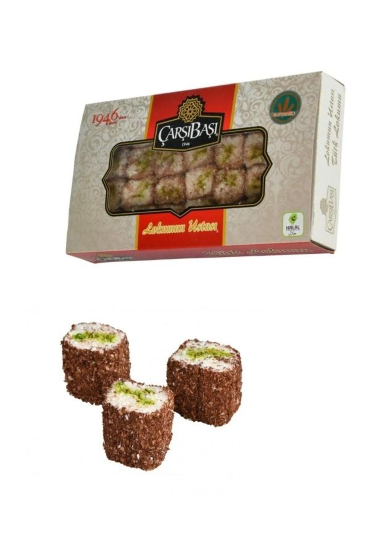 Glütensiz Hindistan Cevizli Antep Fıstıklı Kakaolu Sultan Lokumu 500 gr (CB148)