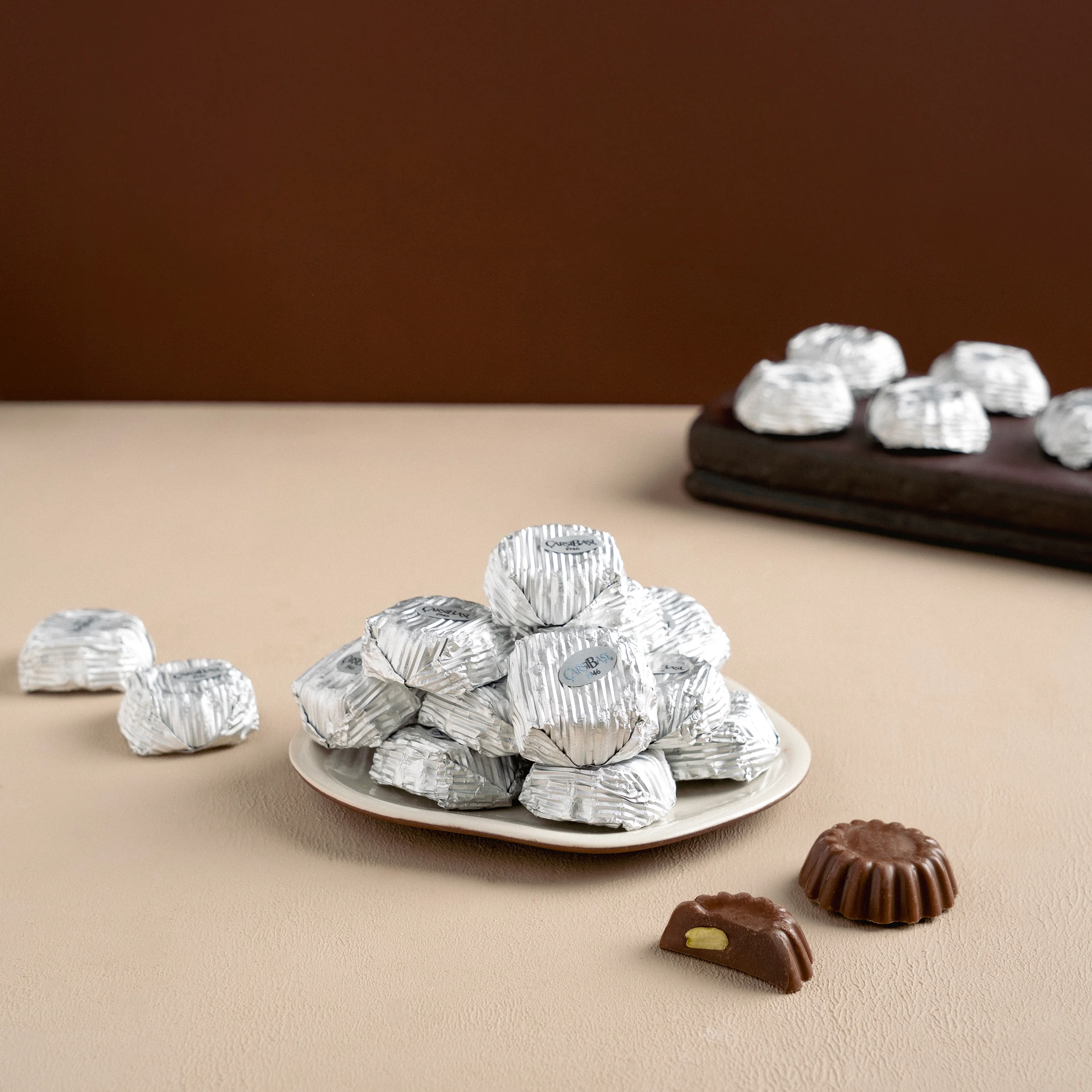 Gümüş Çiçek Baton Antep Fıstıklı Çikolata