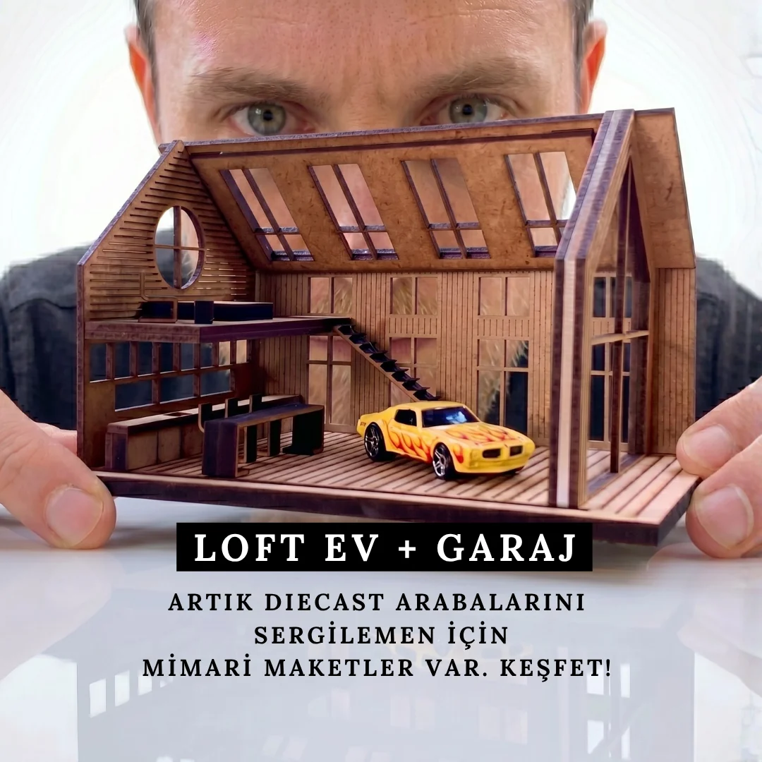 DIECAST GARAJ DIORAMA 1:64 - LOFT GARAJ ARABA SERGİLEME KİTİ