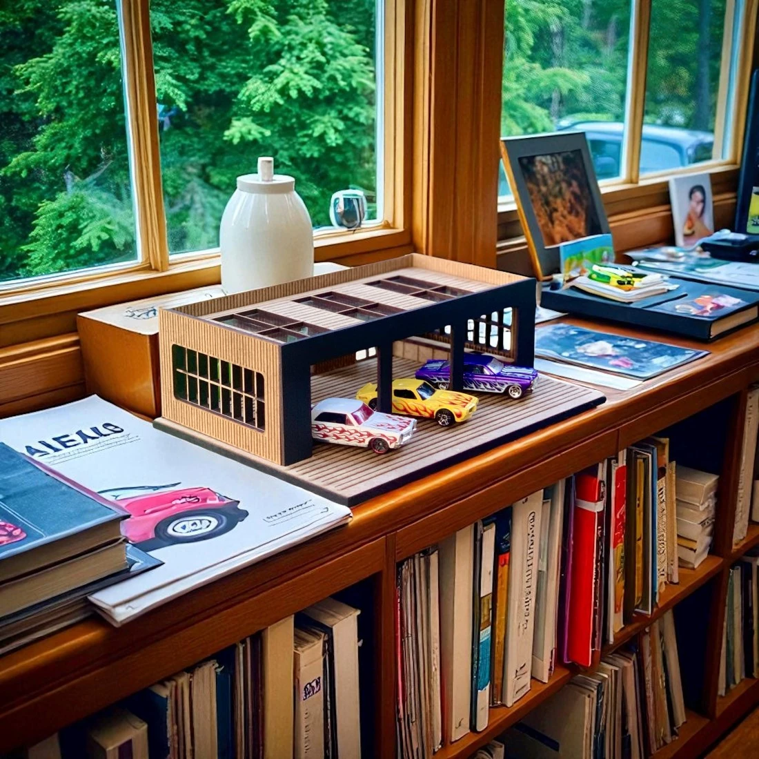 3 Araçlık Diecast Araba Garajı 1:64 – Kendin Yap Ahşap Diorama Maketi