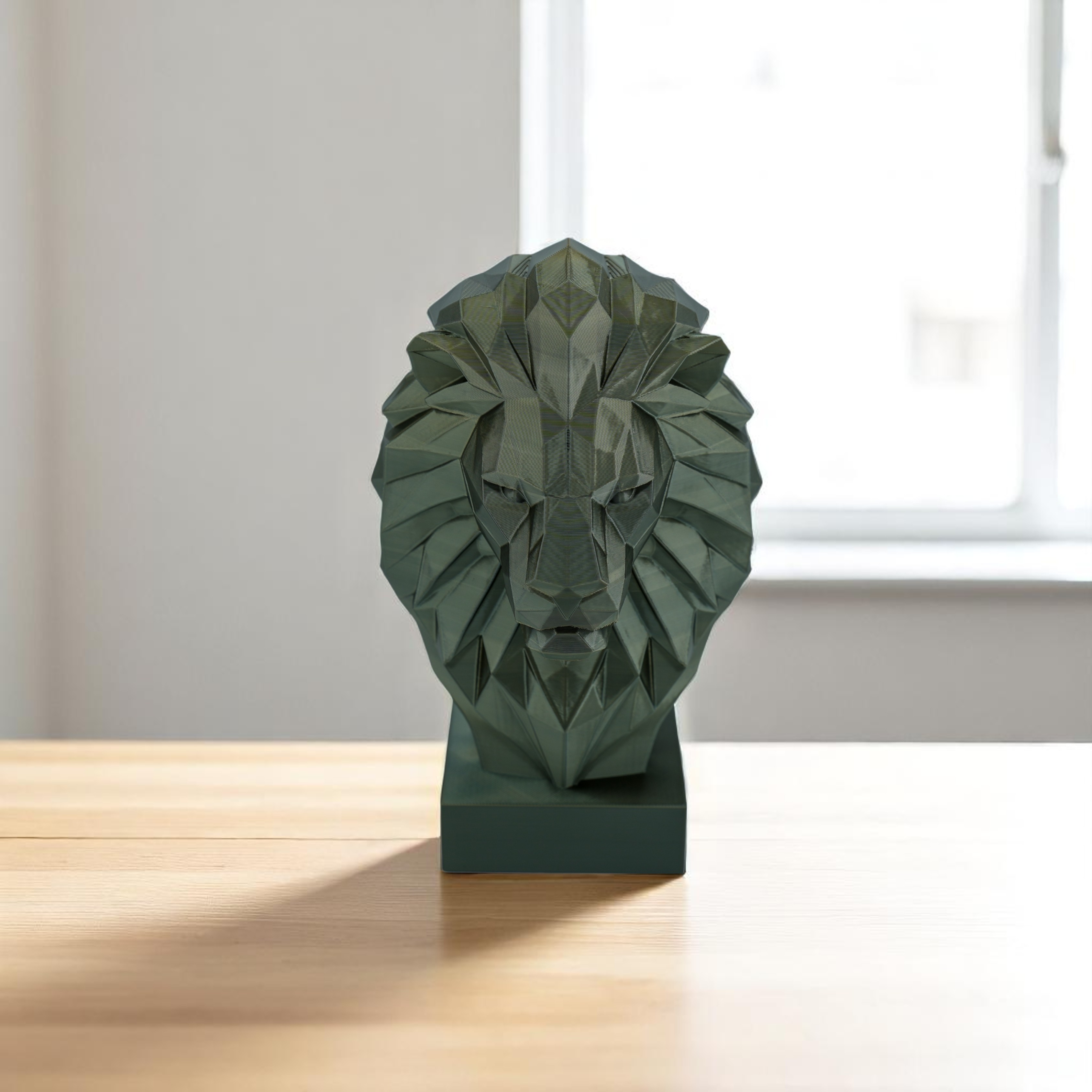Geometrik Aslan Büstü – 3D Tasarım Dekor